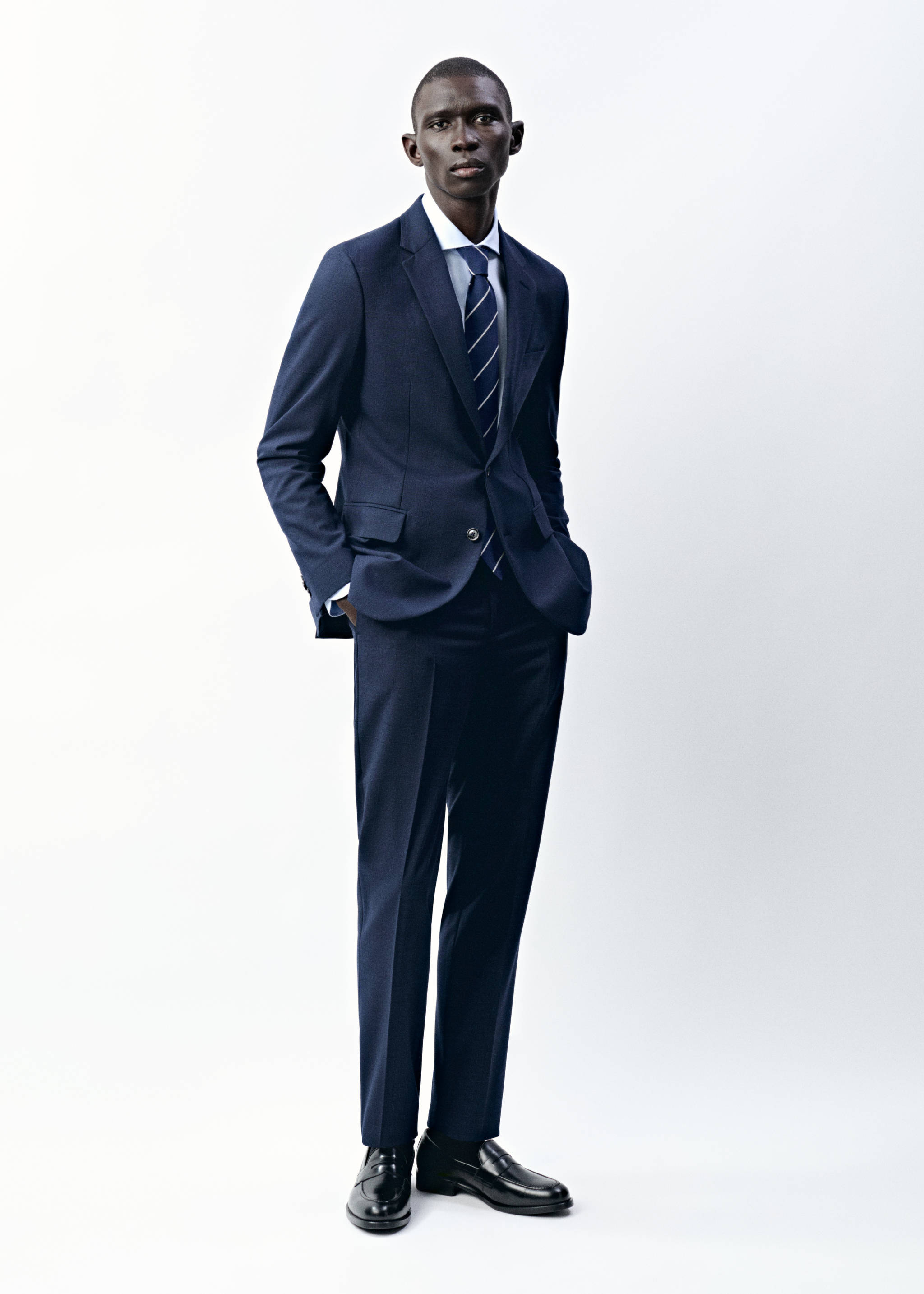 Milan slim-fit suit pants - Details of the article 5, Dark Navy. Ref: 87060602-00.
