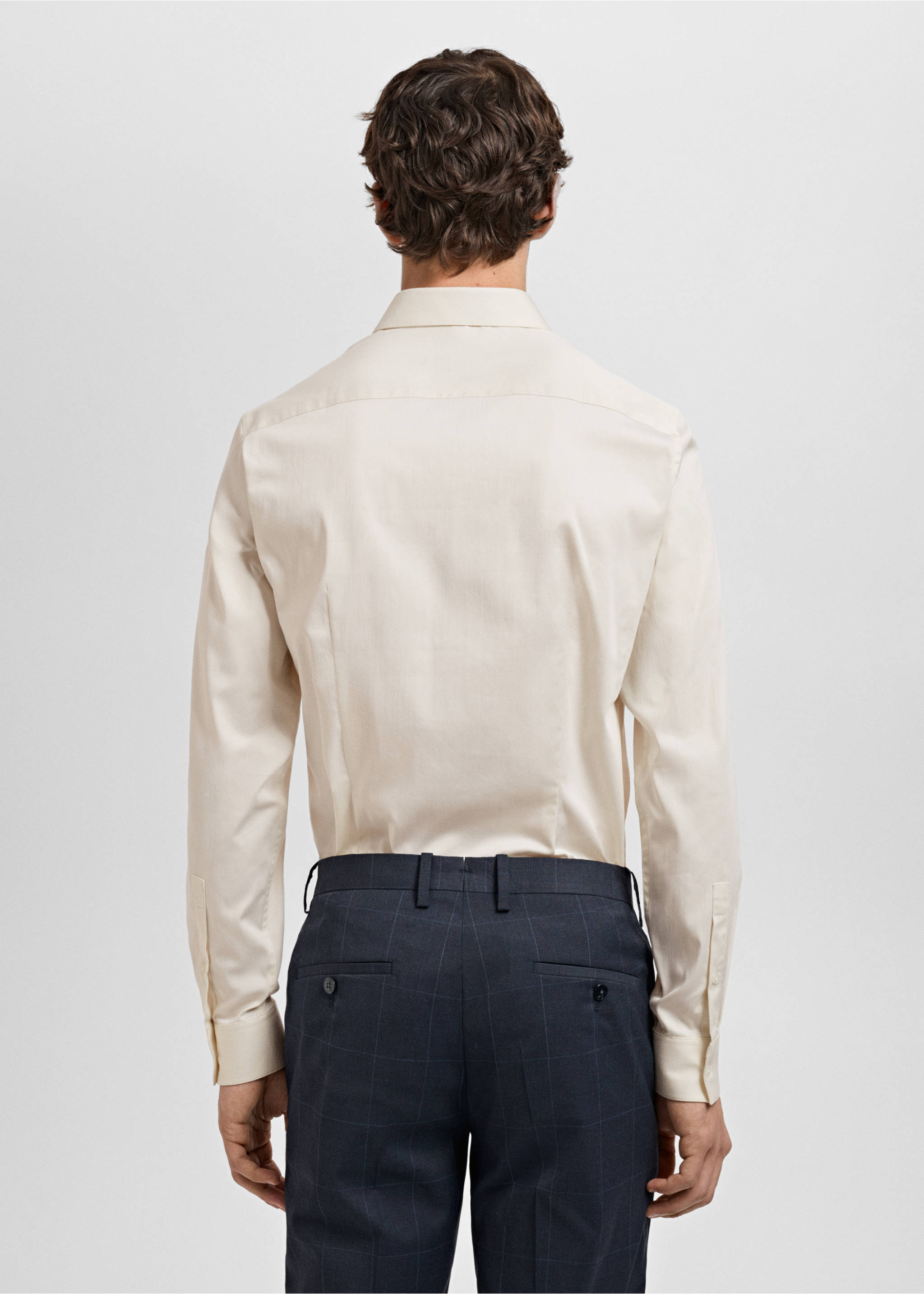 Obleková košile super slim fit ze strečové bavlny - Zadní strana zboží, Béžová. Ref: 87060605-00.
