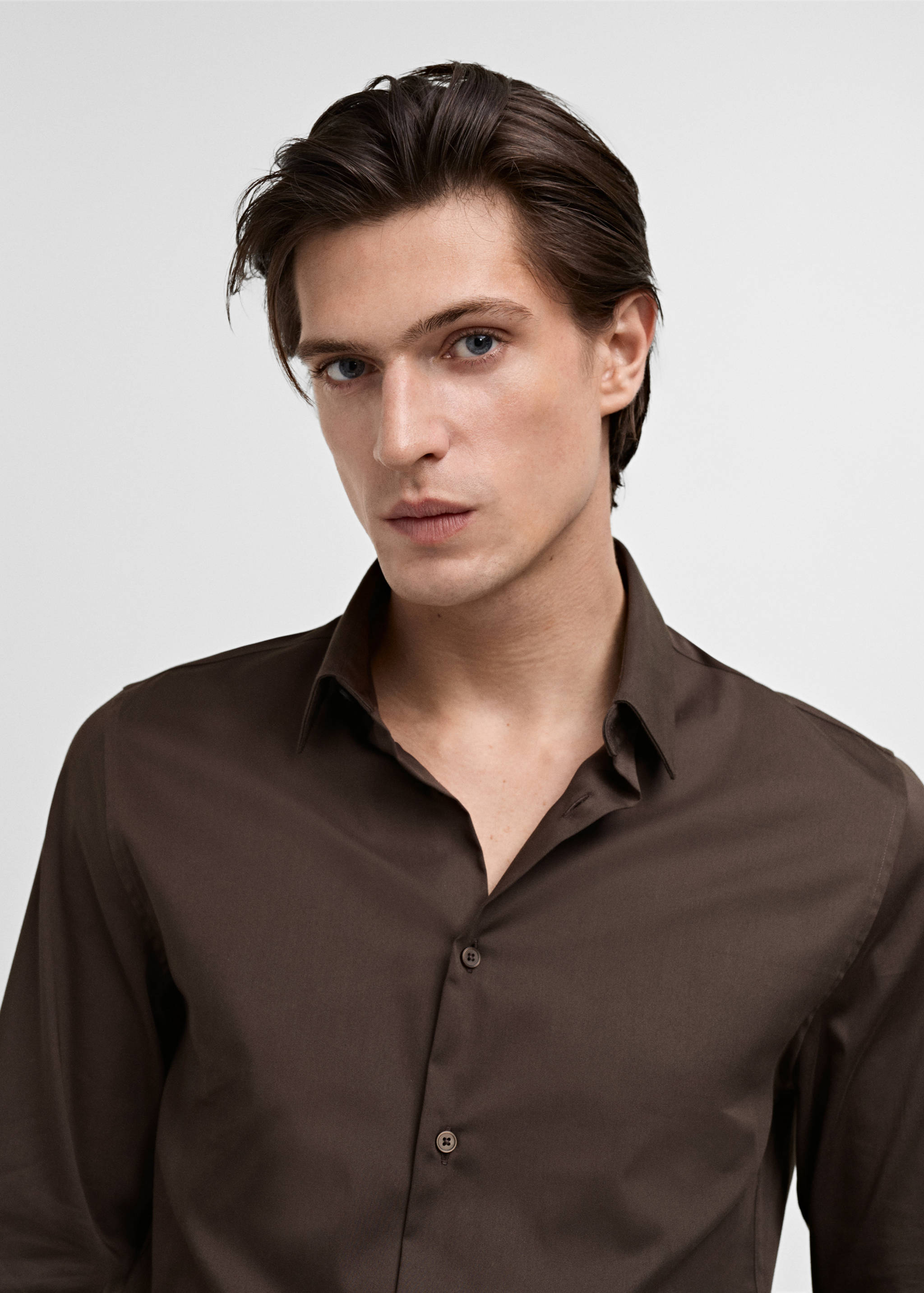 Super slim fit cotton stretch suit shirt - Details of the article 1