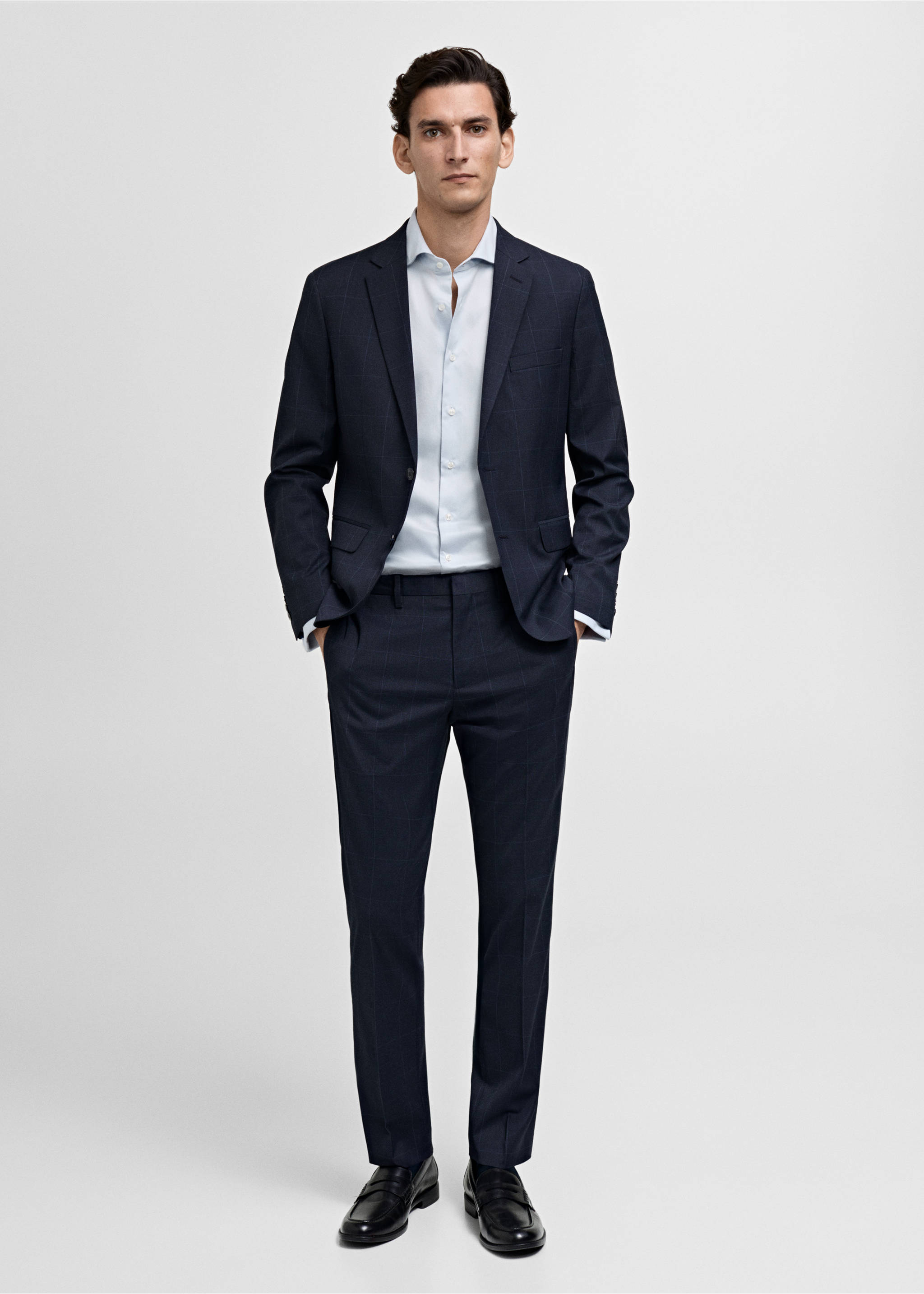 Slim-Fit-Oberhemd mit Manschettenknöpfen aus Twillgewebe - Allgemeine Ansicht, Himmelblau. Ref: 87060608-00.