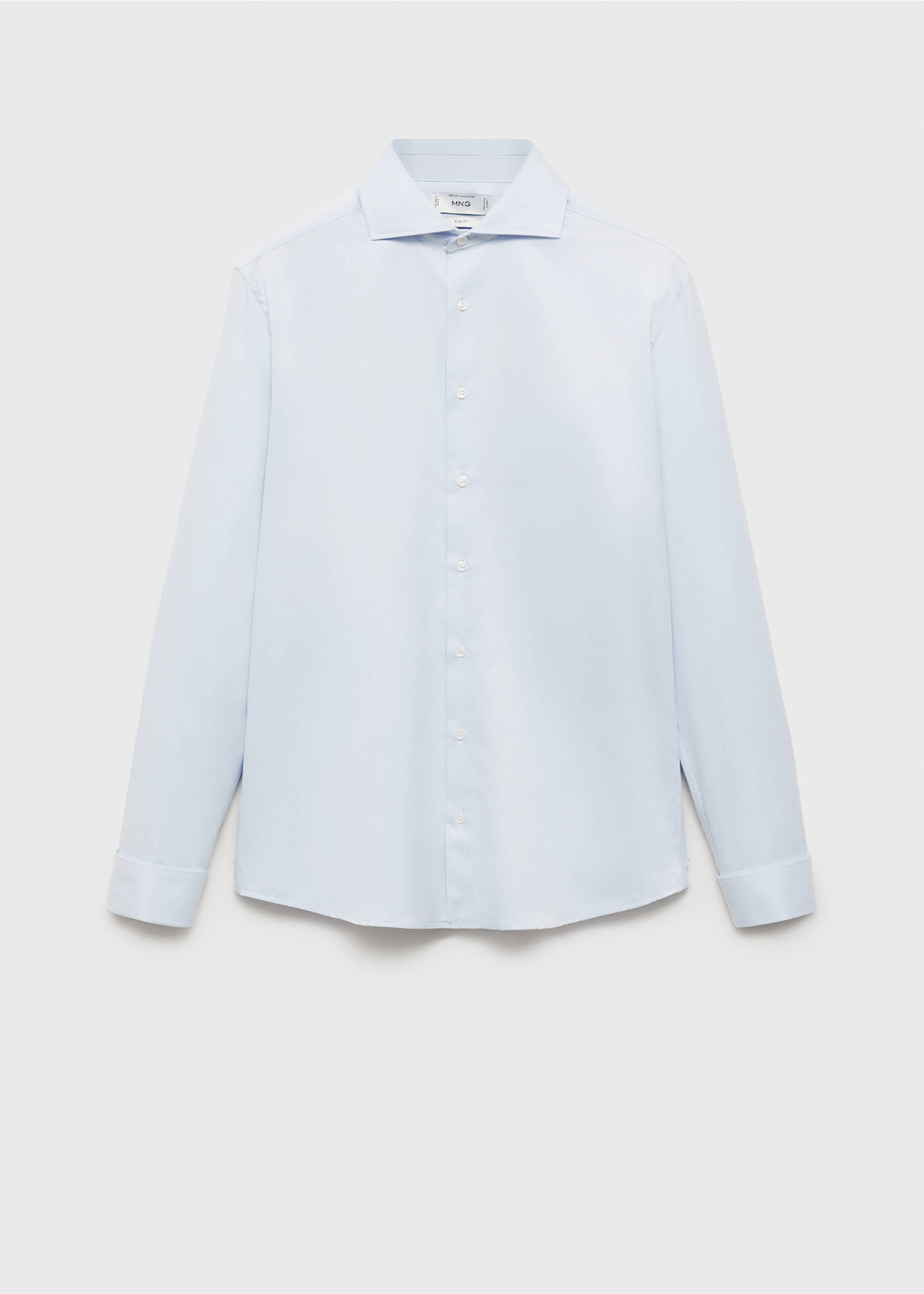 Slim-Fit-Oberhemd mit Manschettenknöpfen aus Twillgewebe - Artikel ohne Model, Himmelblau. Ref: 87060608-00.