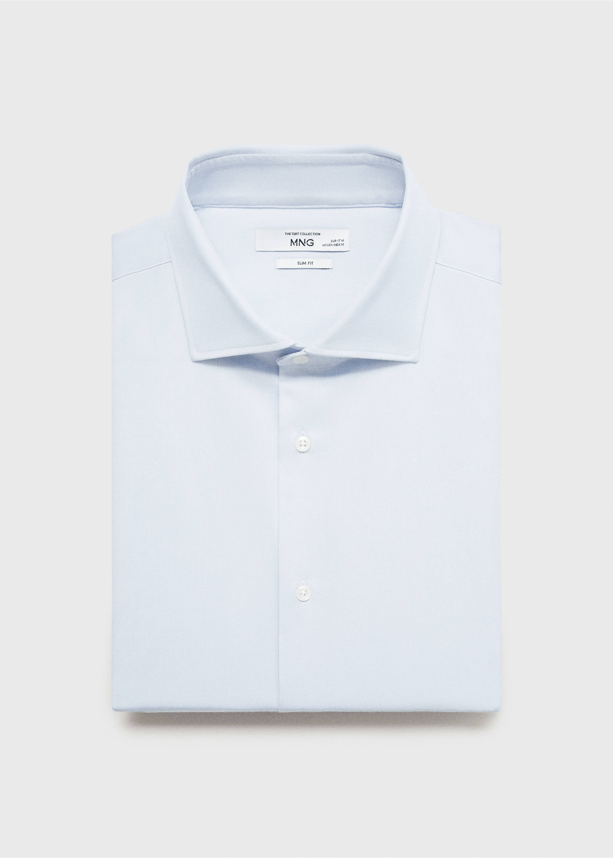 Slim-Fit-Oberhemd mit Manschettenknöpfen aus Twillgewebe - Detail des Artikels 8, Himmelblau. Ref: 87060608-00.