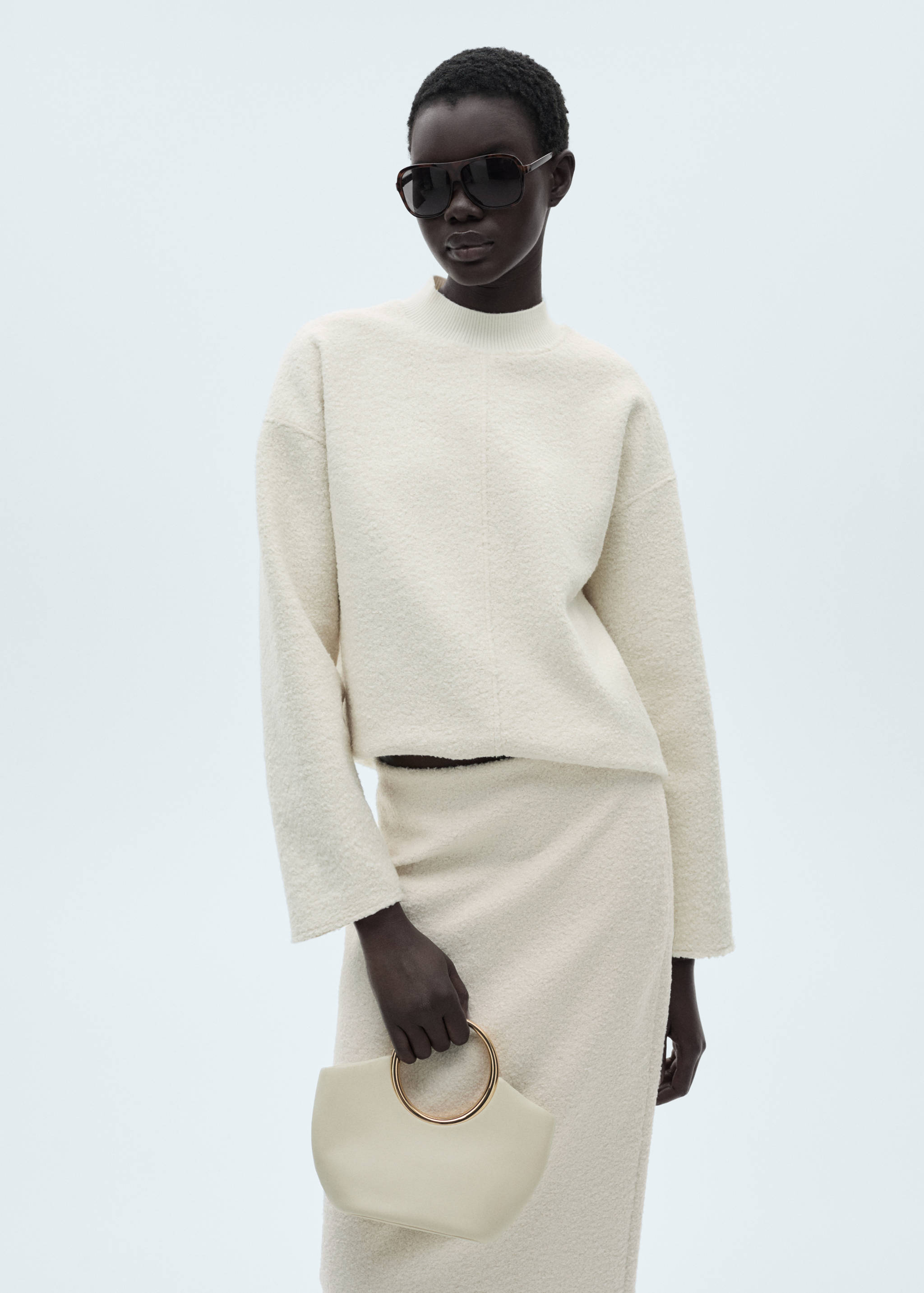 Sudadera bouclé cuello perkins - Plano medio