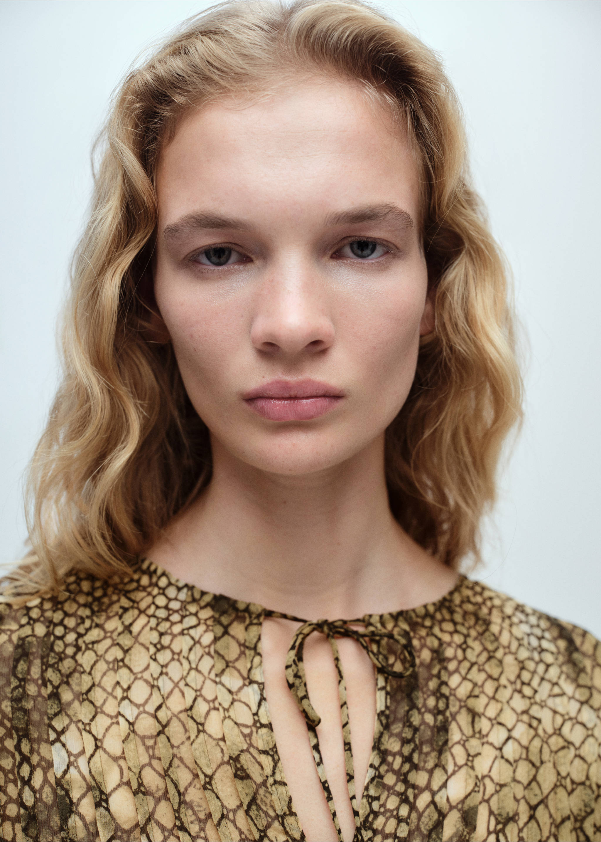 Chemise imprimée manches bouffantes - Détail de l'article 1, Marron. Ref: 87060615-00.