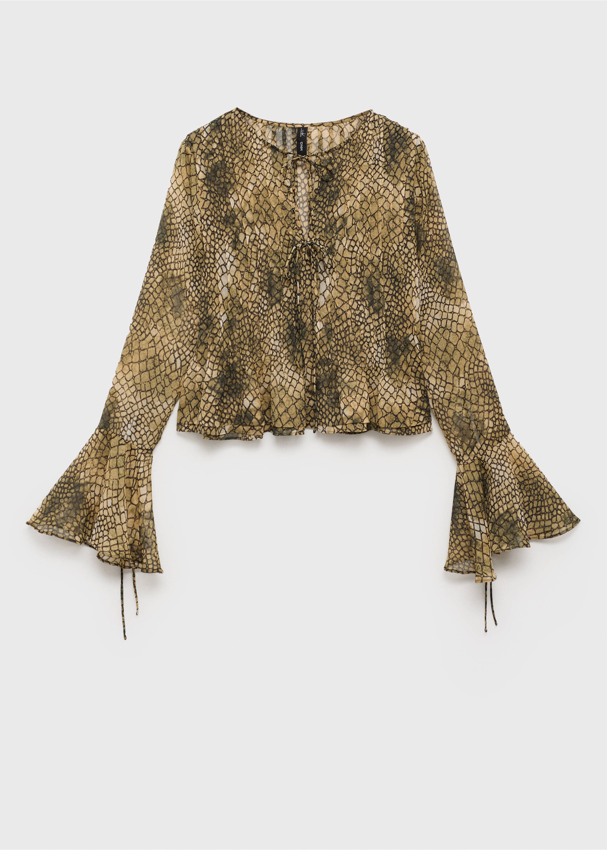 Chemise imprimée manches bouffantes - Article sans modèle, Marron. Ref: 87060615-00.