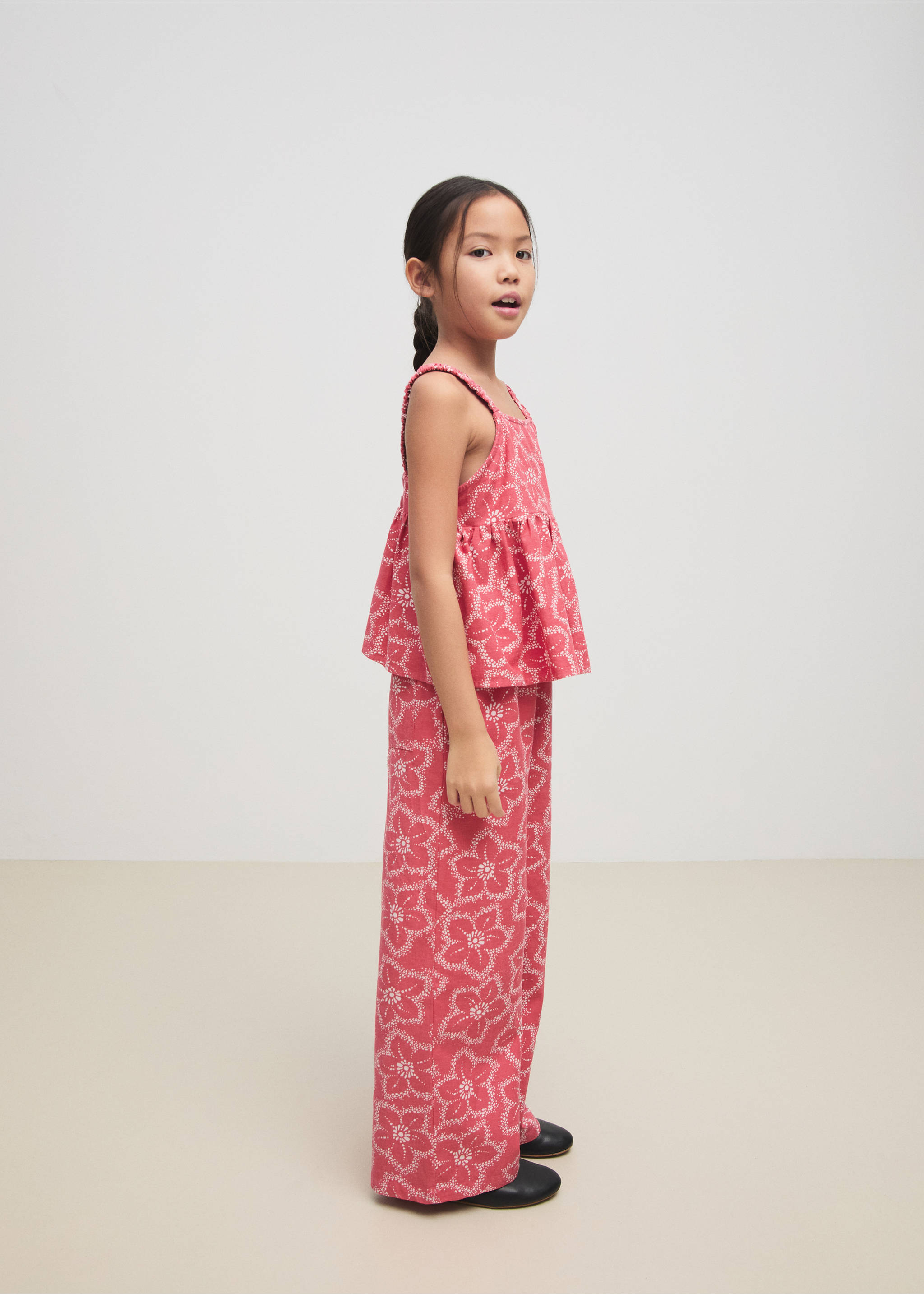 Floral print trousers - Medium plane, Strawberry. Ref: 87060619-00.