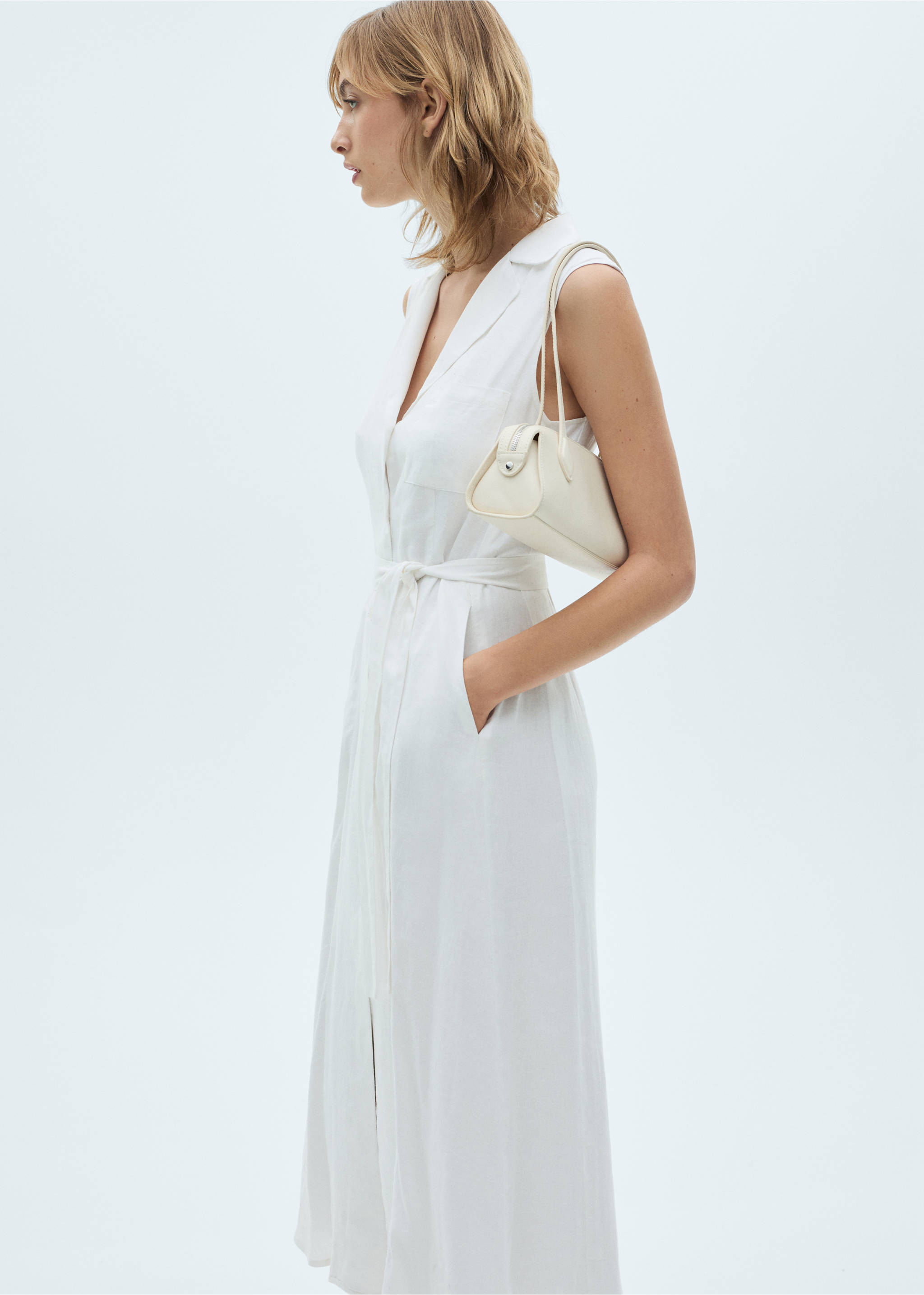 Linnen overhemdjurk - Middenvlak, Wit. Ref: 87060620-00.