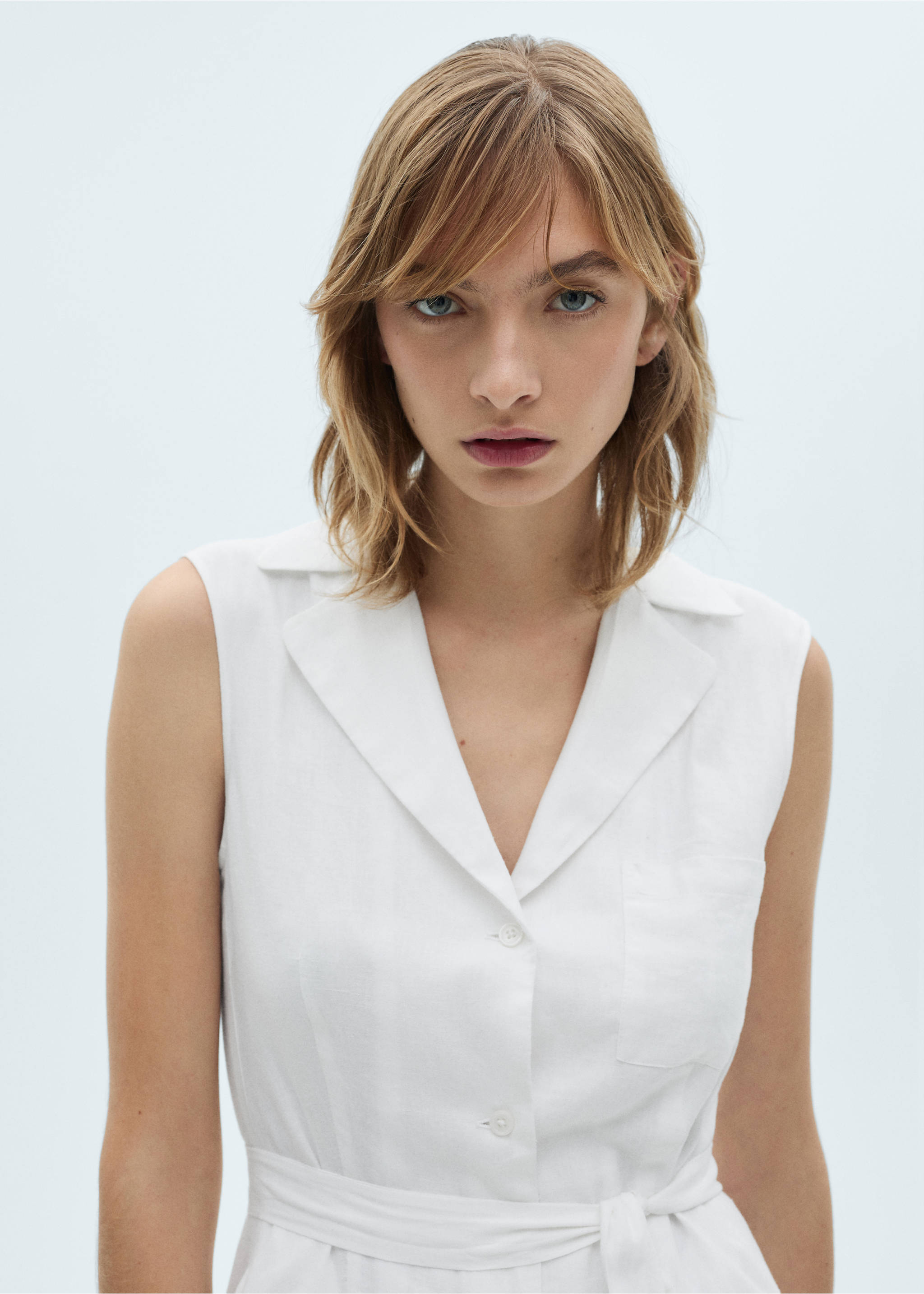 Linnen overhemdjurk - Detail van het artikel 1, Wit. Ref: 87060620-00.