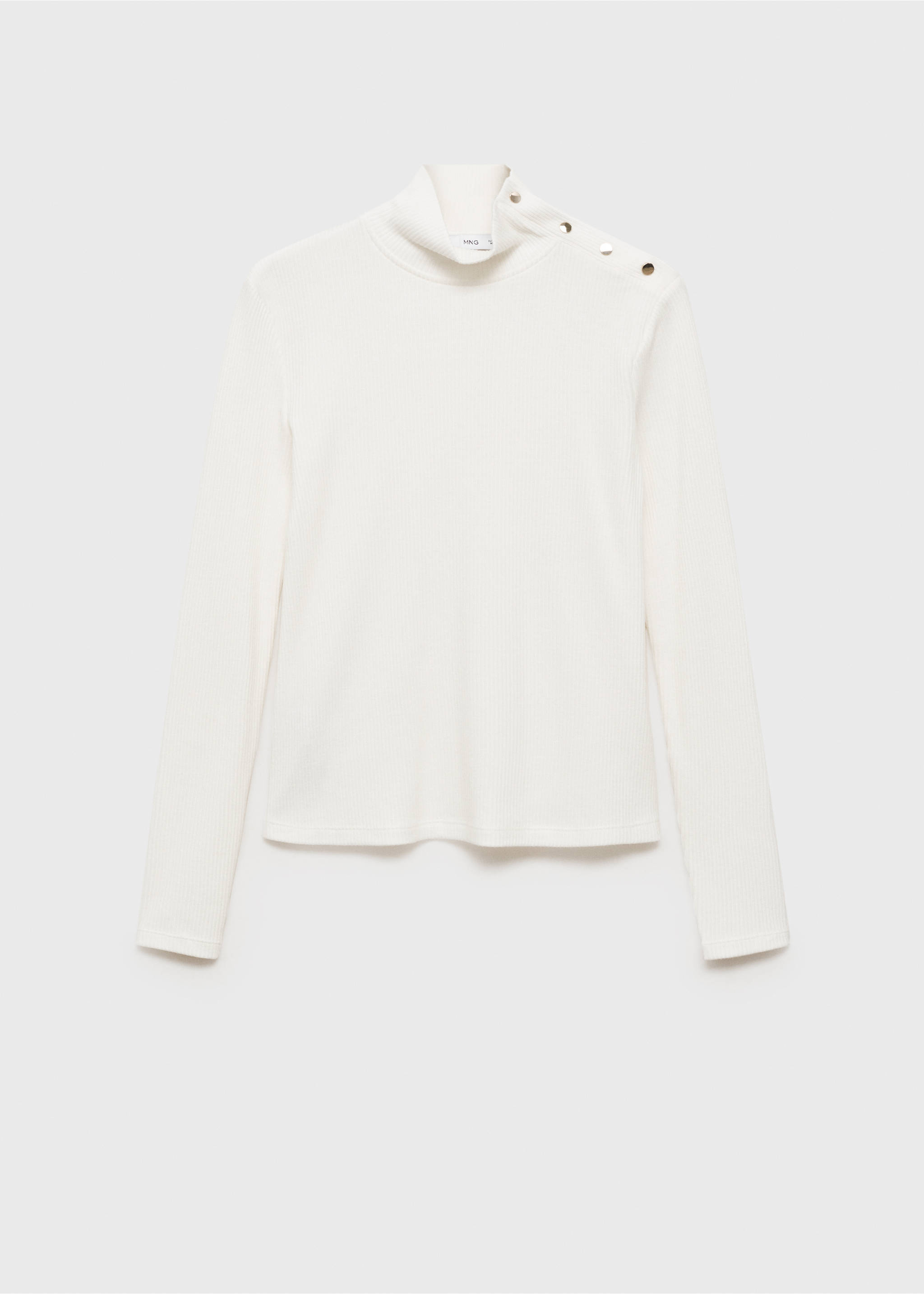 Ribbed knit button-down T-shirt - Article without model, Off White. Ref: 87060622-00.