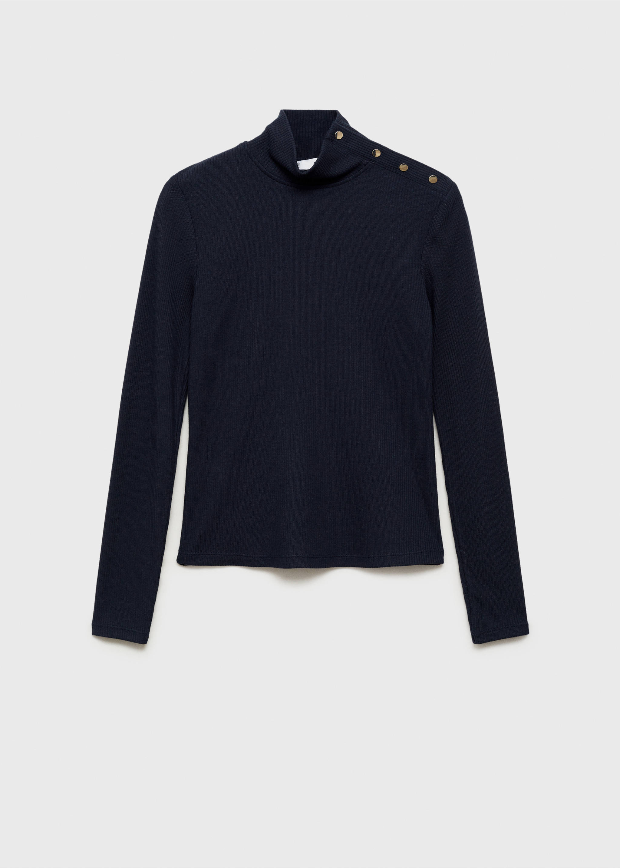 Ribbed knit button-down T-shirt - Article without model, Dark Navy. Ref: 87060622-00.