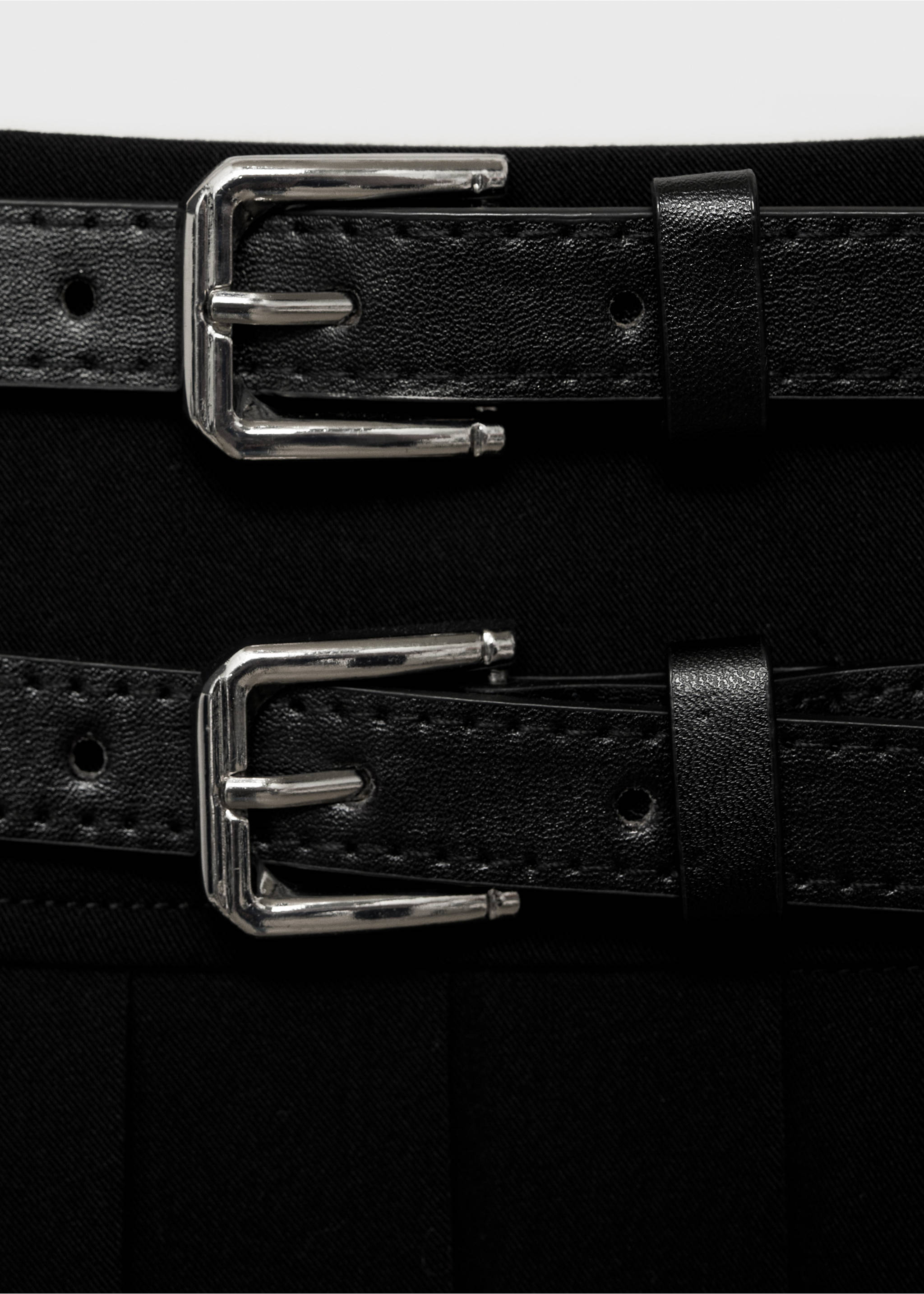 Jupe plissée ceinture double - Détail de l'article 8, Noir. Ref: 87060624-00.