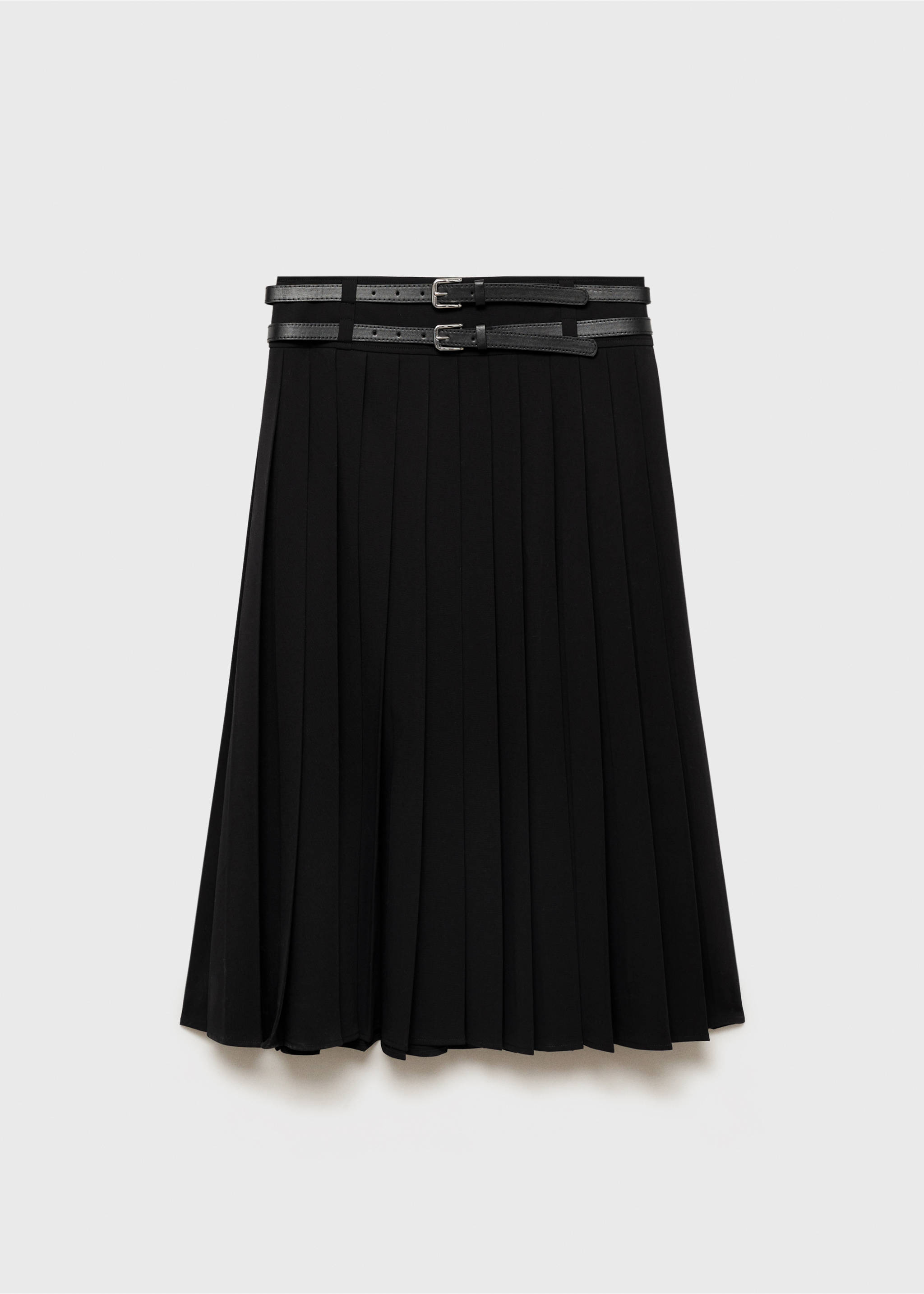 Jupe plissée ceinture double - Article sans modèle, Noir. Ref: 87060624-00.