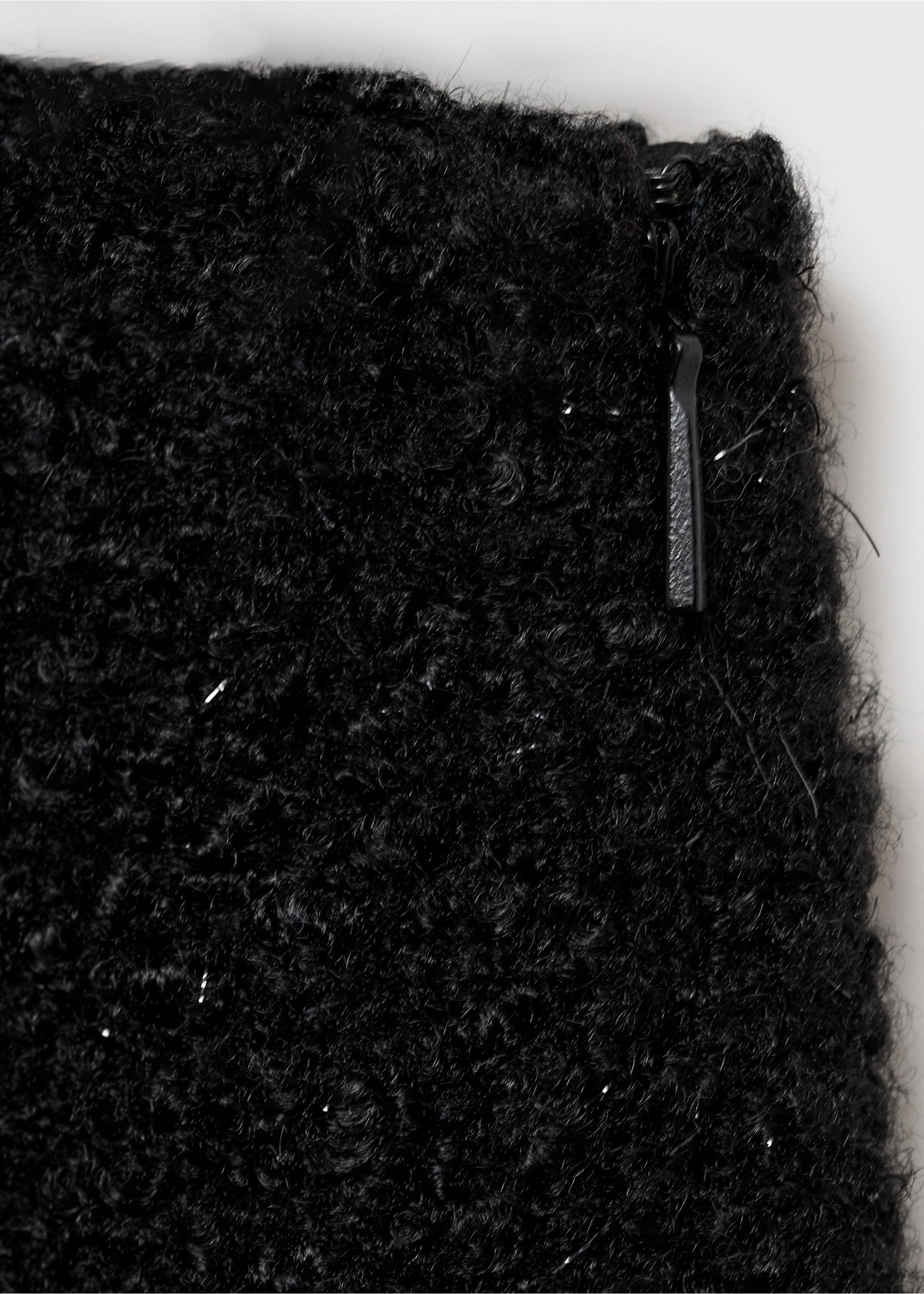 Bouclé mini-skirt - Details of the article 0, Black. Ref: 87060625-00.