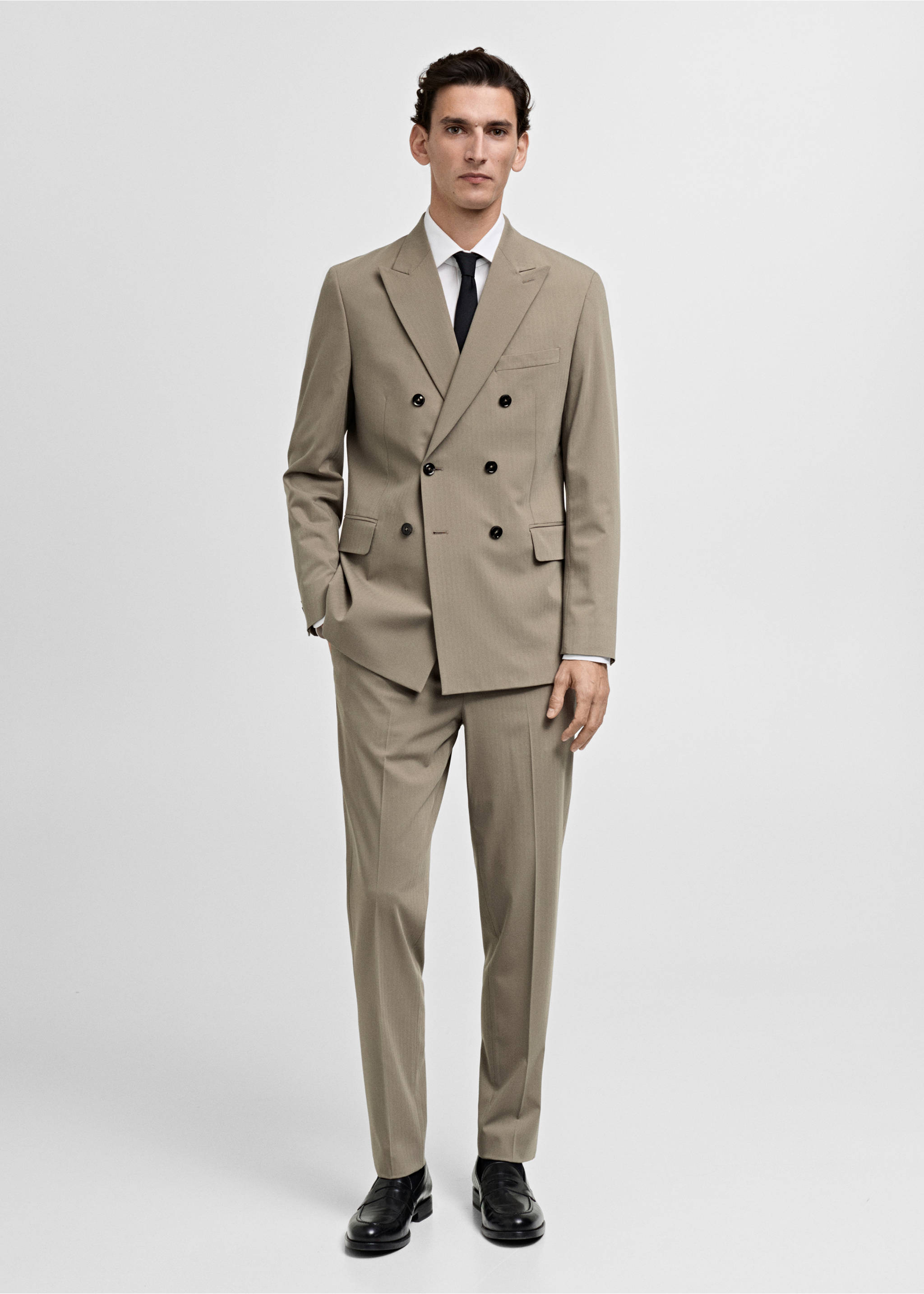 Veste de costume Monaco croisée slim-fit - Plan général, Beige. Ref: 87060627-00.
