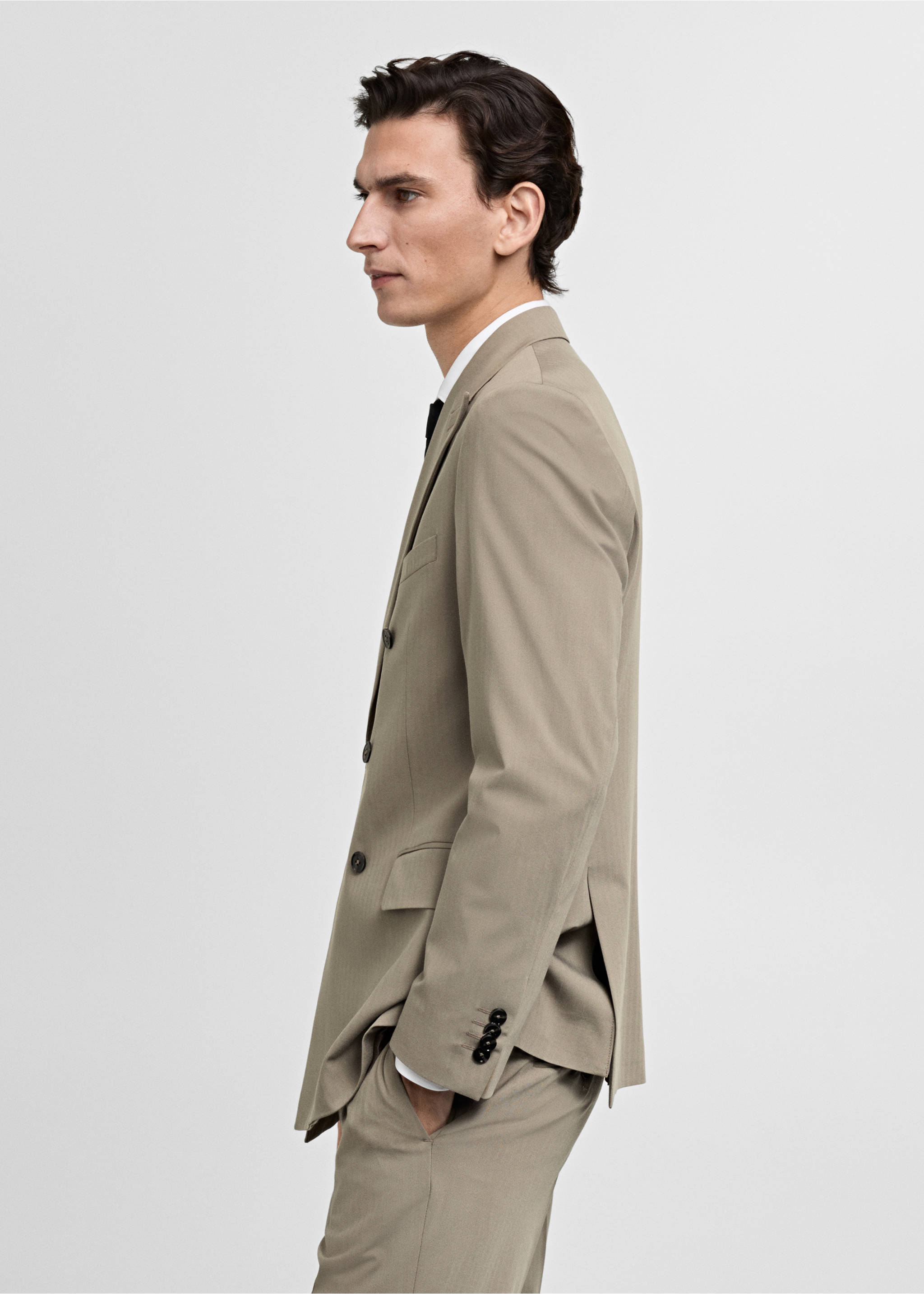 Veste de costume Monaco croisée slim-fit - Détail de l'article 3, Beige. Ref: 87060627-00.
