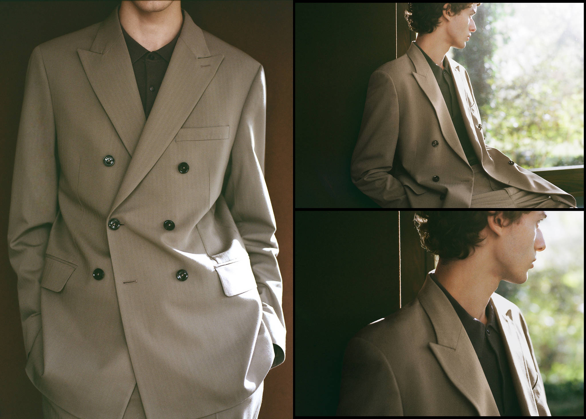 Monaco double-breasted slim-fit suit jacket - Panoramic plane