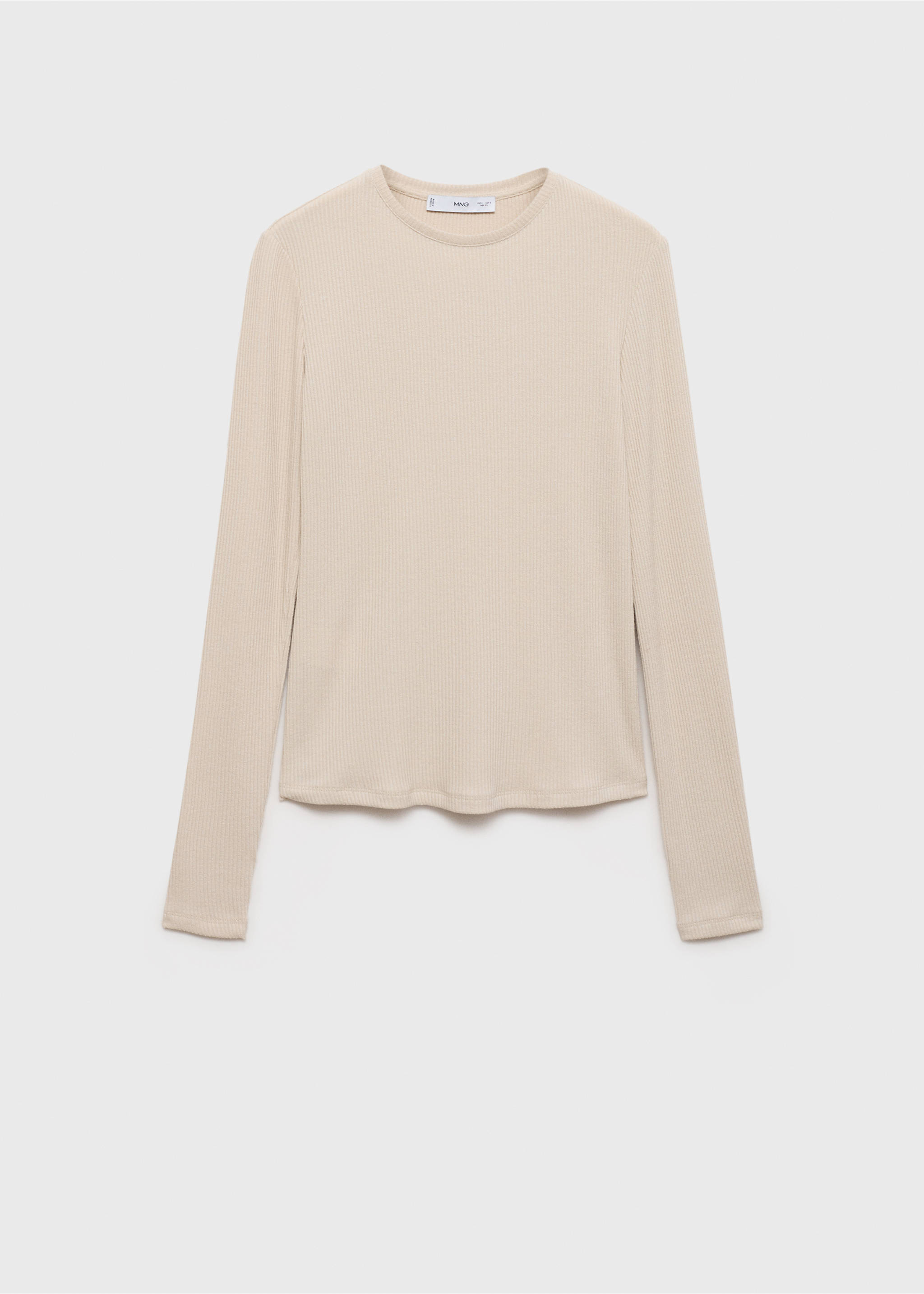 Ribbed  knit t-shirt - Article without model, Sand. Ref: 87060637-00.