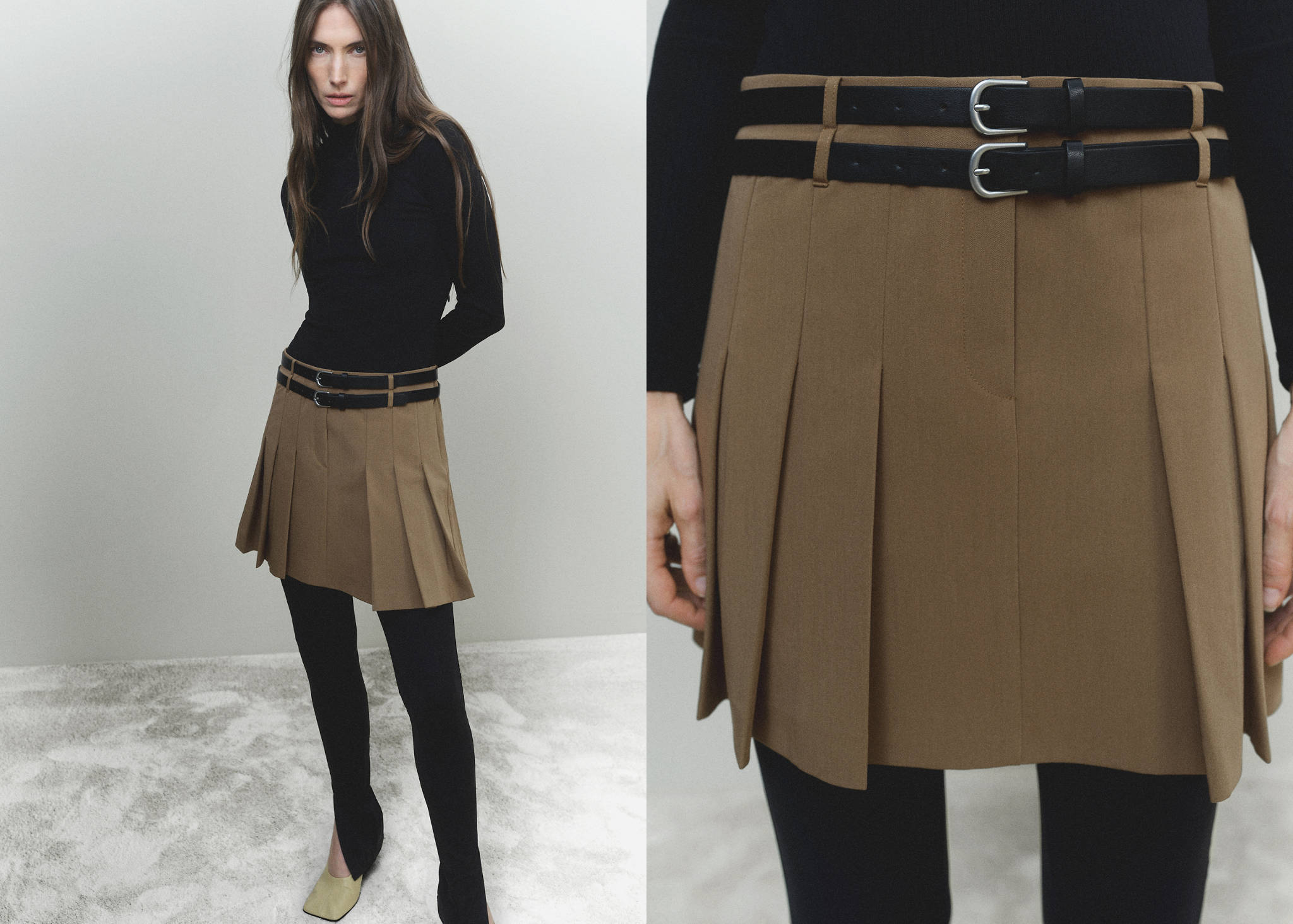 Robe plissée combinée ceinture - Plan panoramique