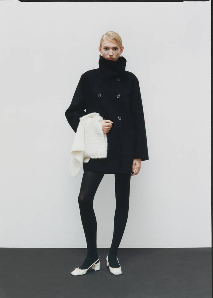 Midi wool coat with wraparound collar - Women | MANGO OUTLET USA