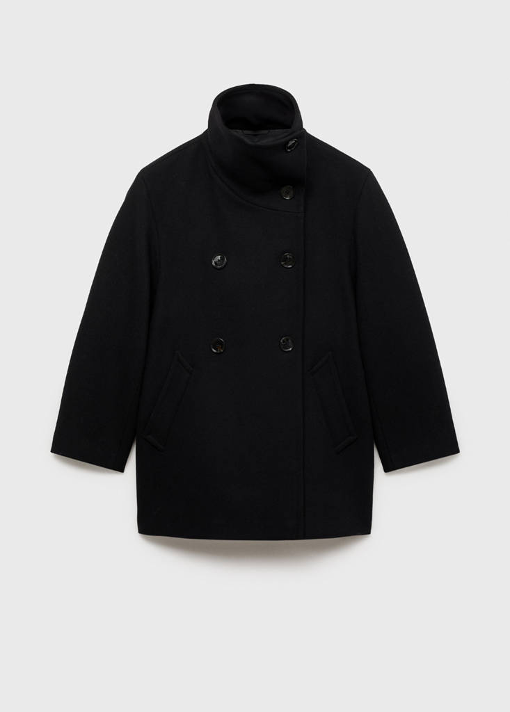 Midi wool coat with wraparound collar - Women | MANGO OUTLET USA