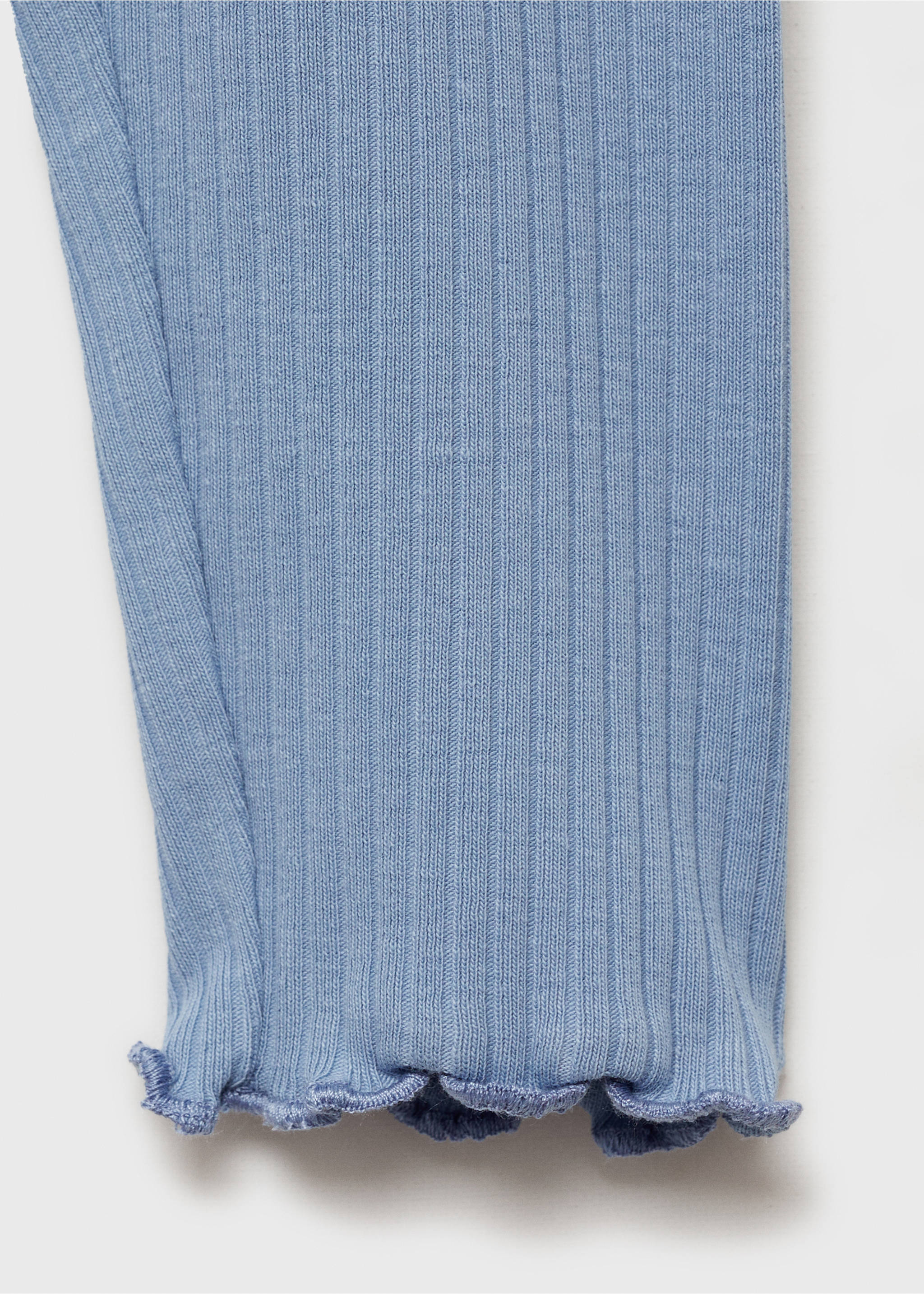 Cotton ribbed leggings - Details of the article 8, Blue. Ref: 87060642-00.