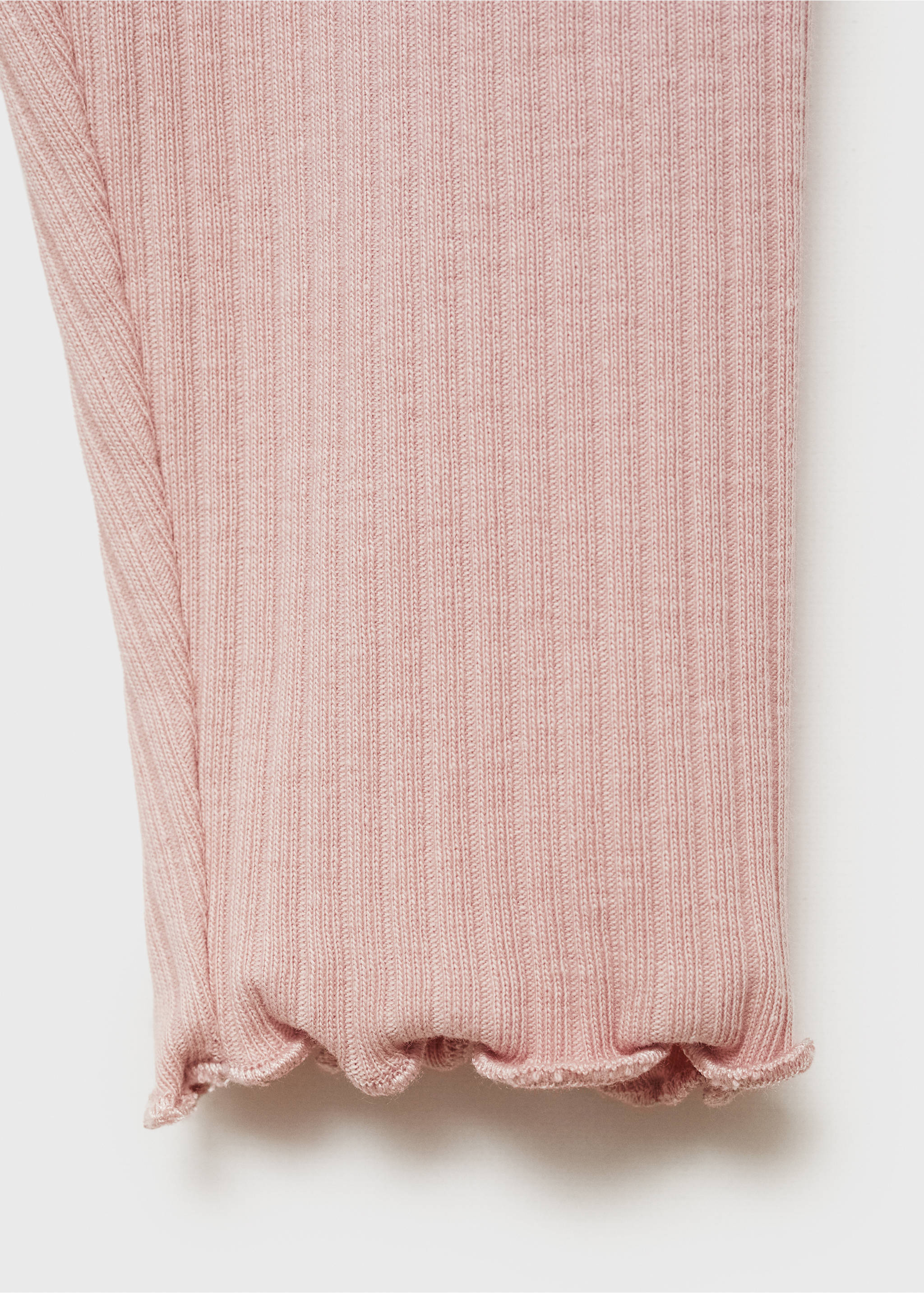 Cotton ribbed leggings - Details of the article 0, Pink. Ref: 87060642-00.