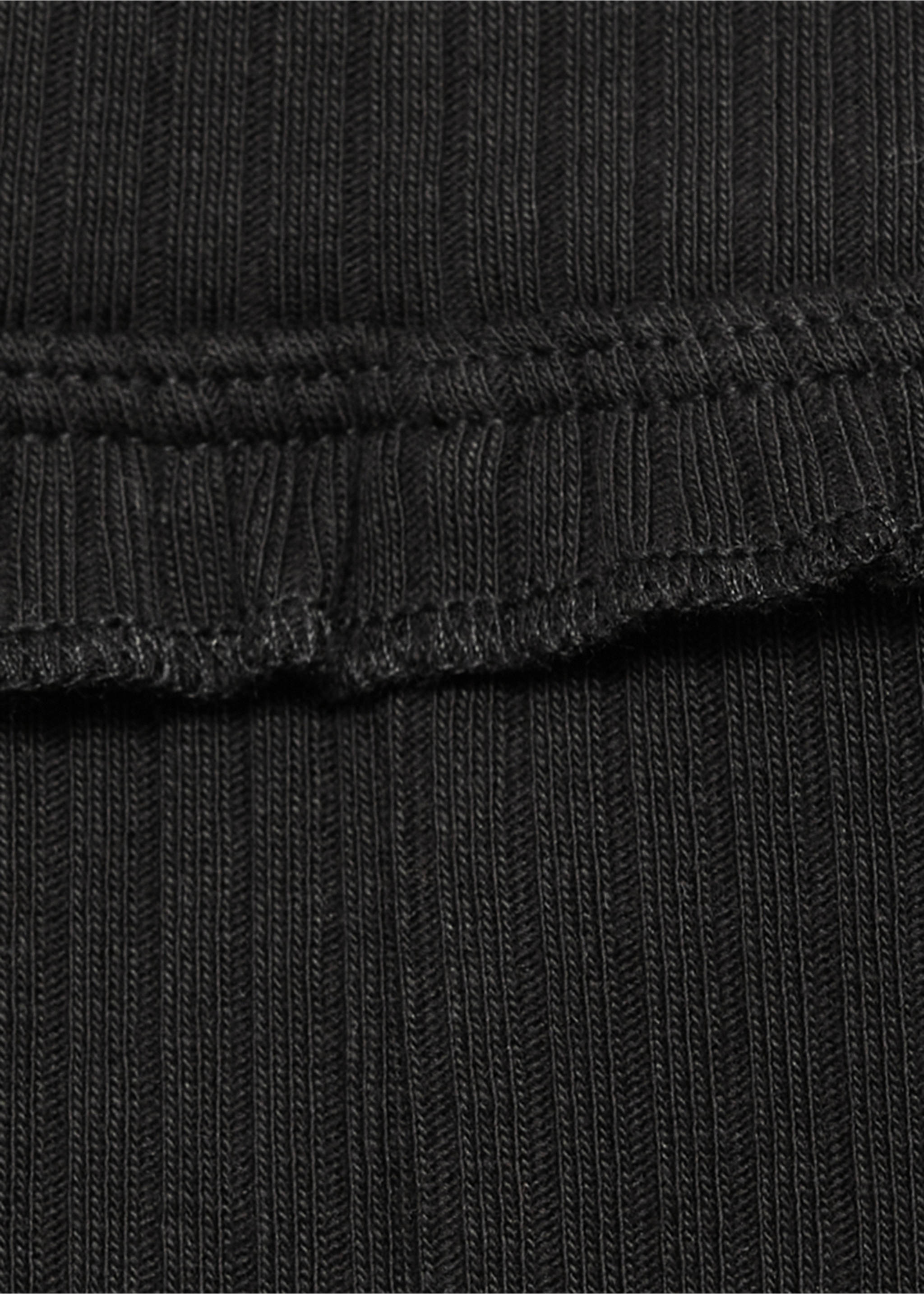 Cotton ribbed leggings - Details of the article 8, Black. Ref: 87060642-00.