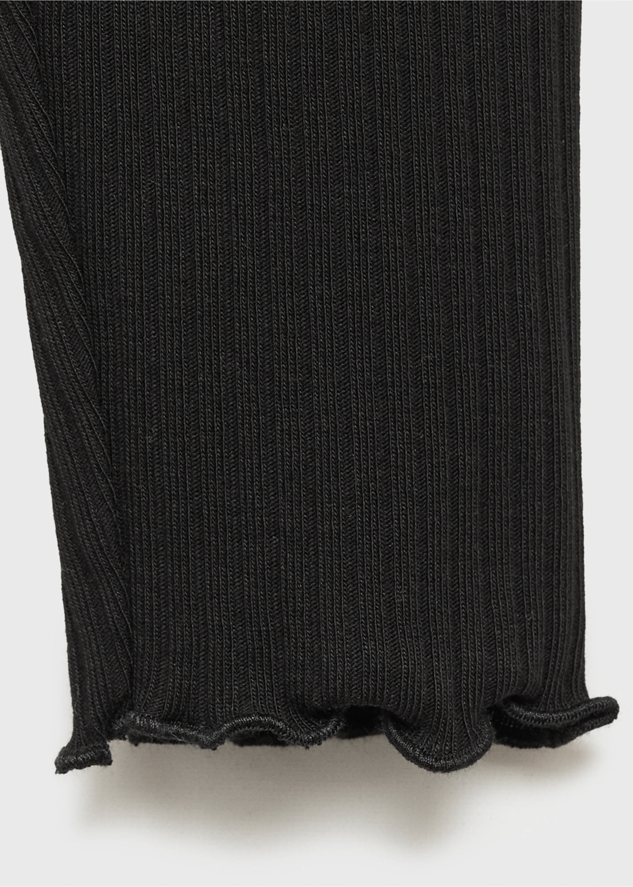 Cotton ribbed leggings - Details of the article 0, Black. Ref: 87060642-00.