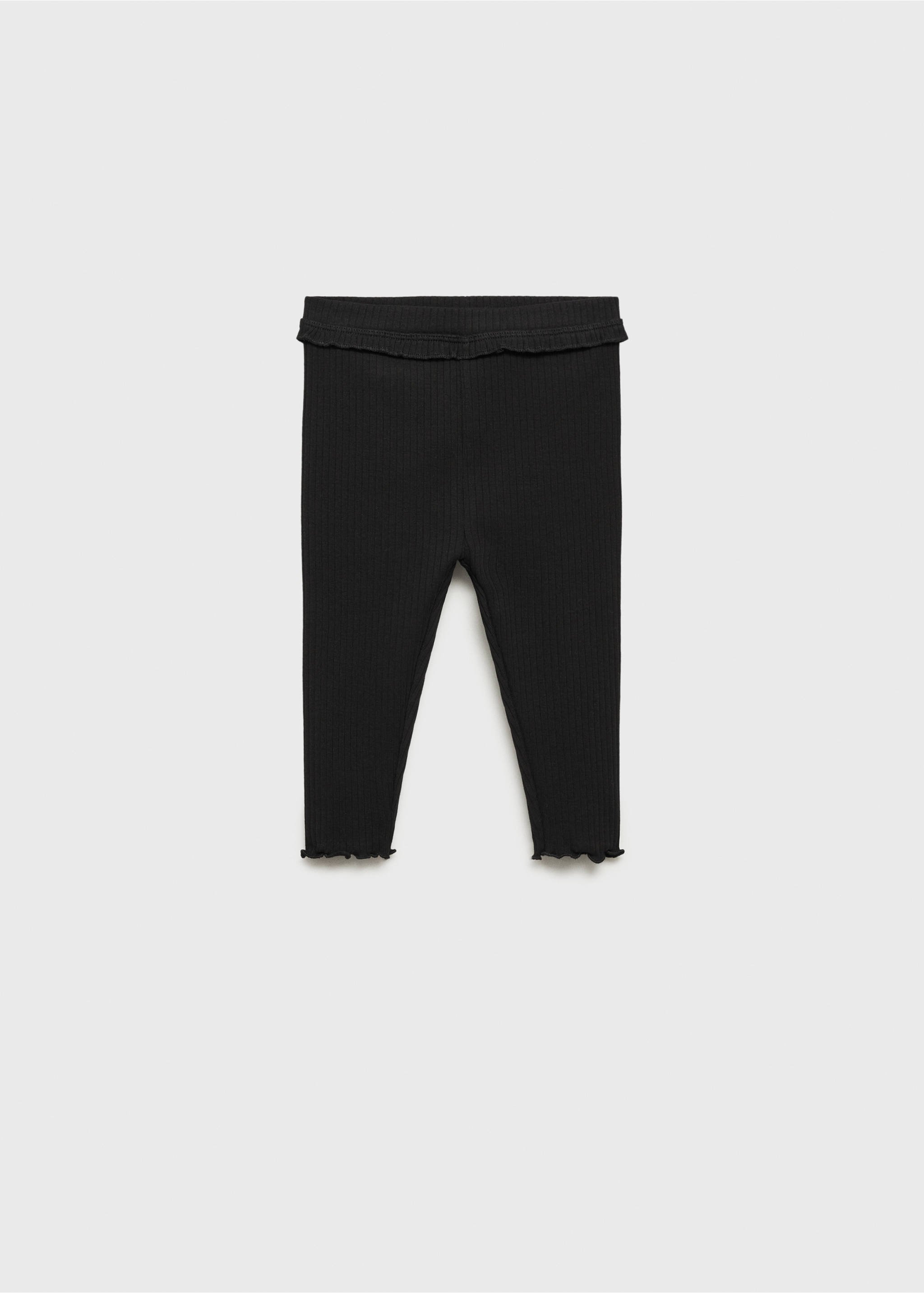 Cotton ribbed leggings - Article without model, Black. Ref: 87060642-00.