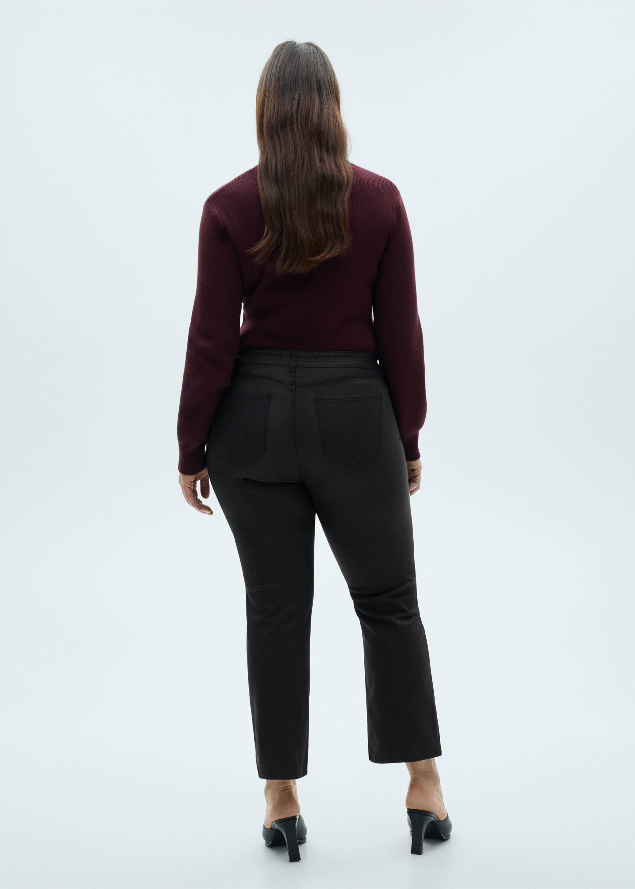 Sienna waxed flared cropped jeans - Details of the article 4, Black. Ref: 87060643-00.