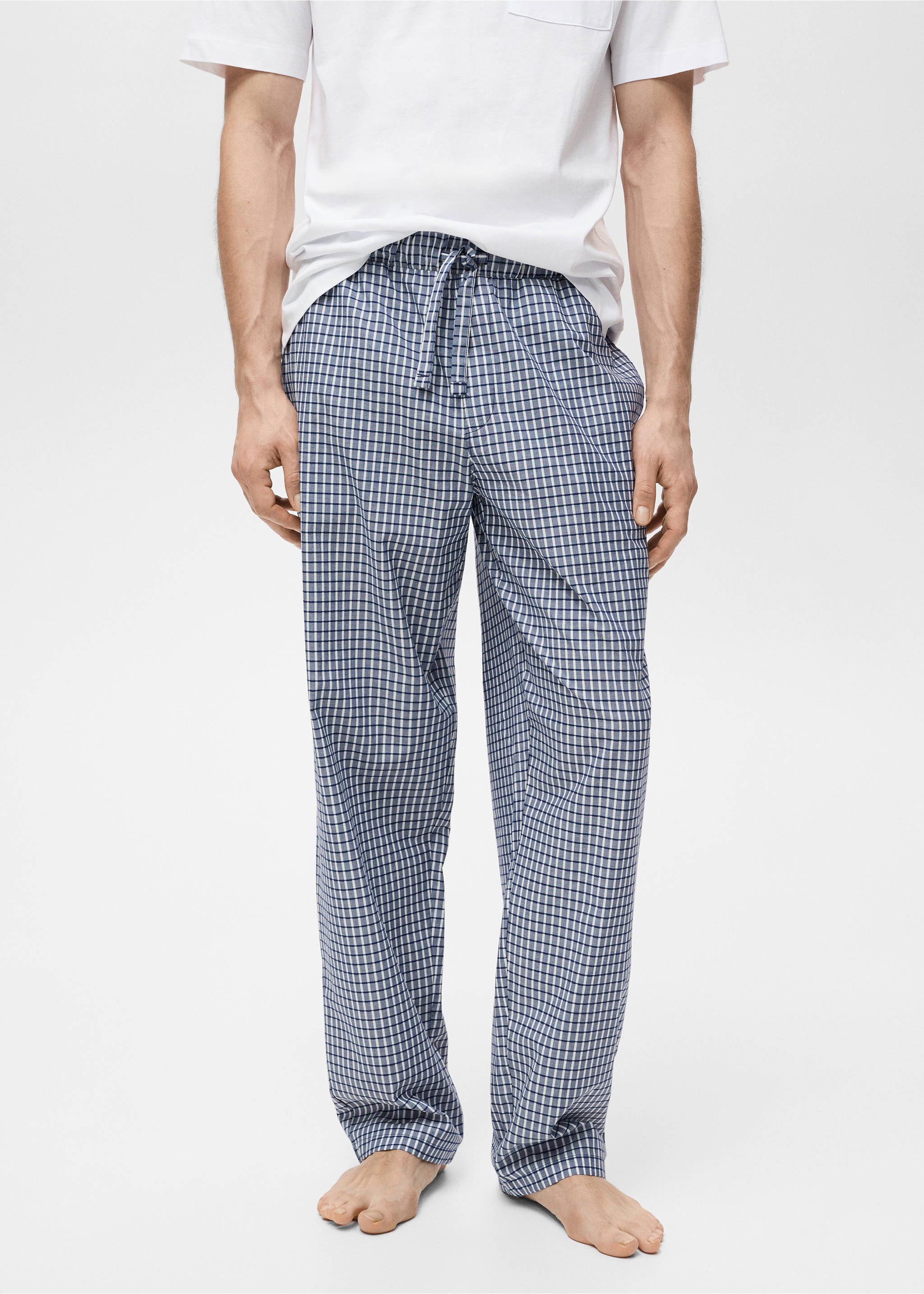 100% cotton check pyjama set - Details of the article 6, Dark Navy. Ref: 87060644-00.