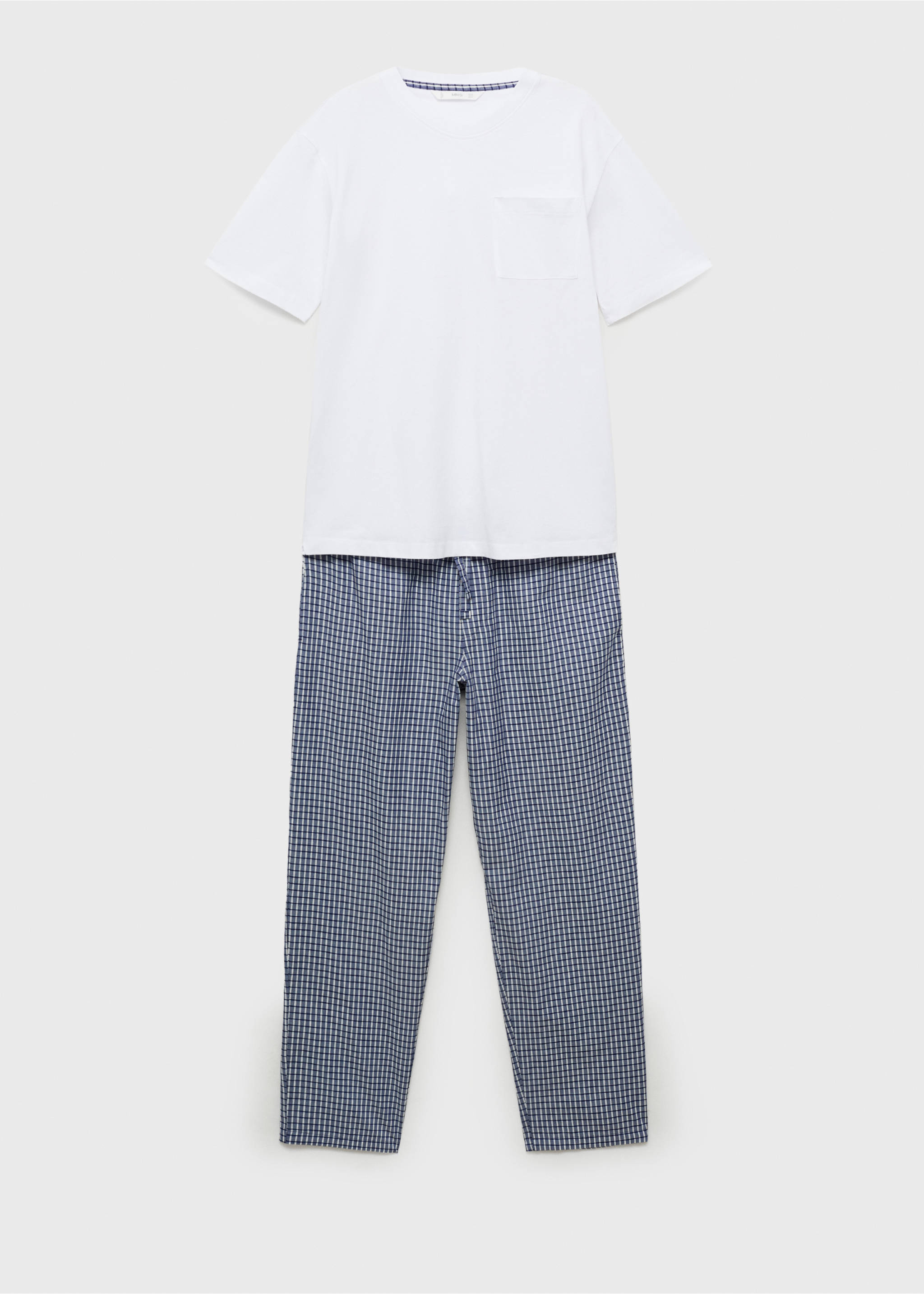 100% cotton check pyjama set - Article without model, Dark Navy. Ref: 87060644-00.