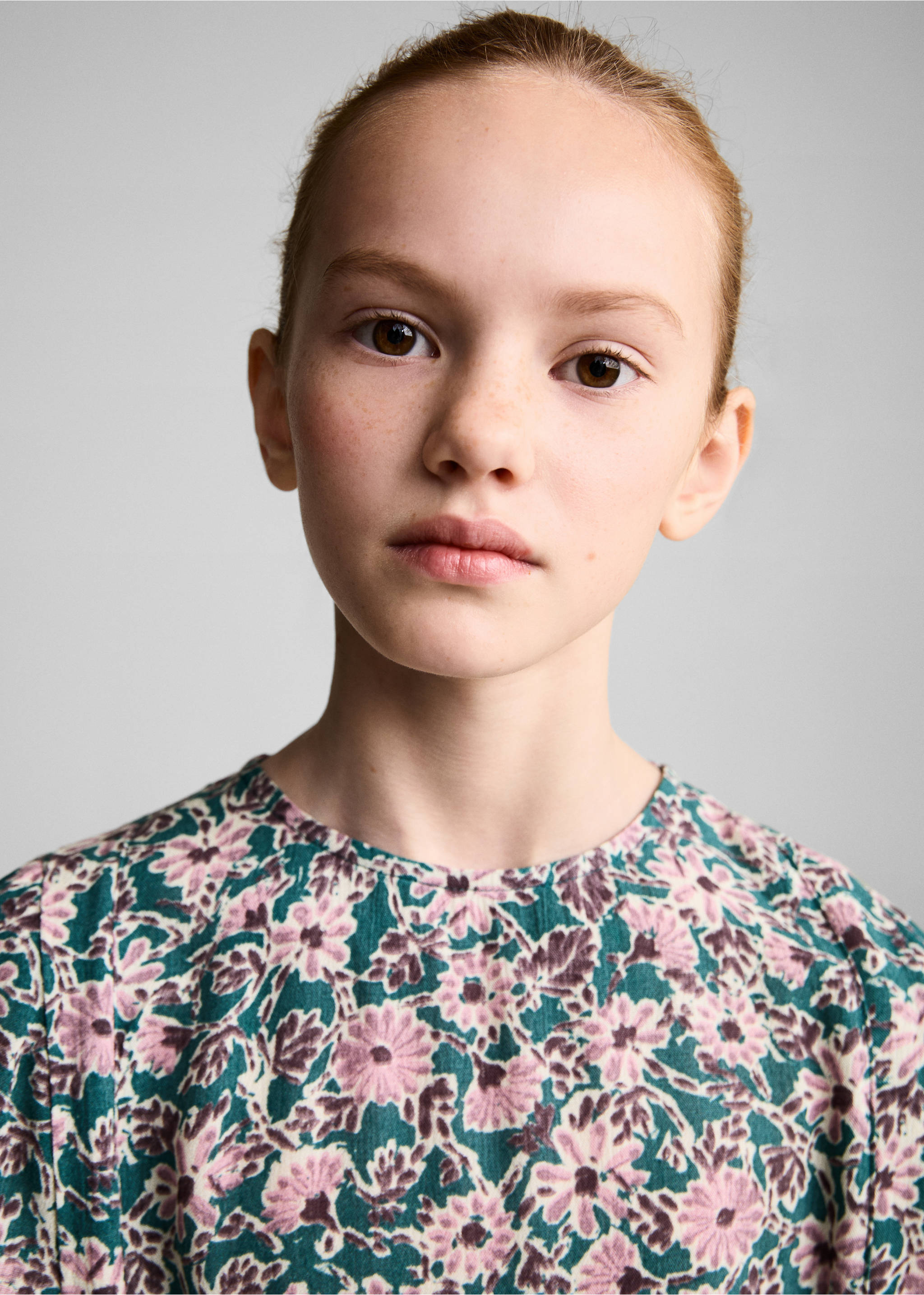 Ruched detail flower dress - Details of the article 1, Pink. Ref: 87060645-00.