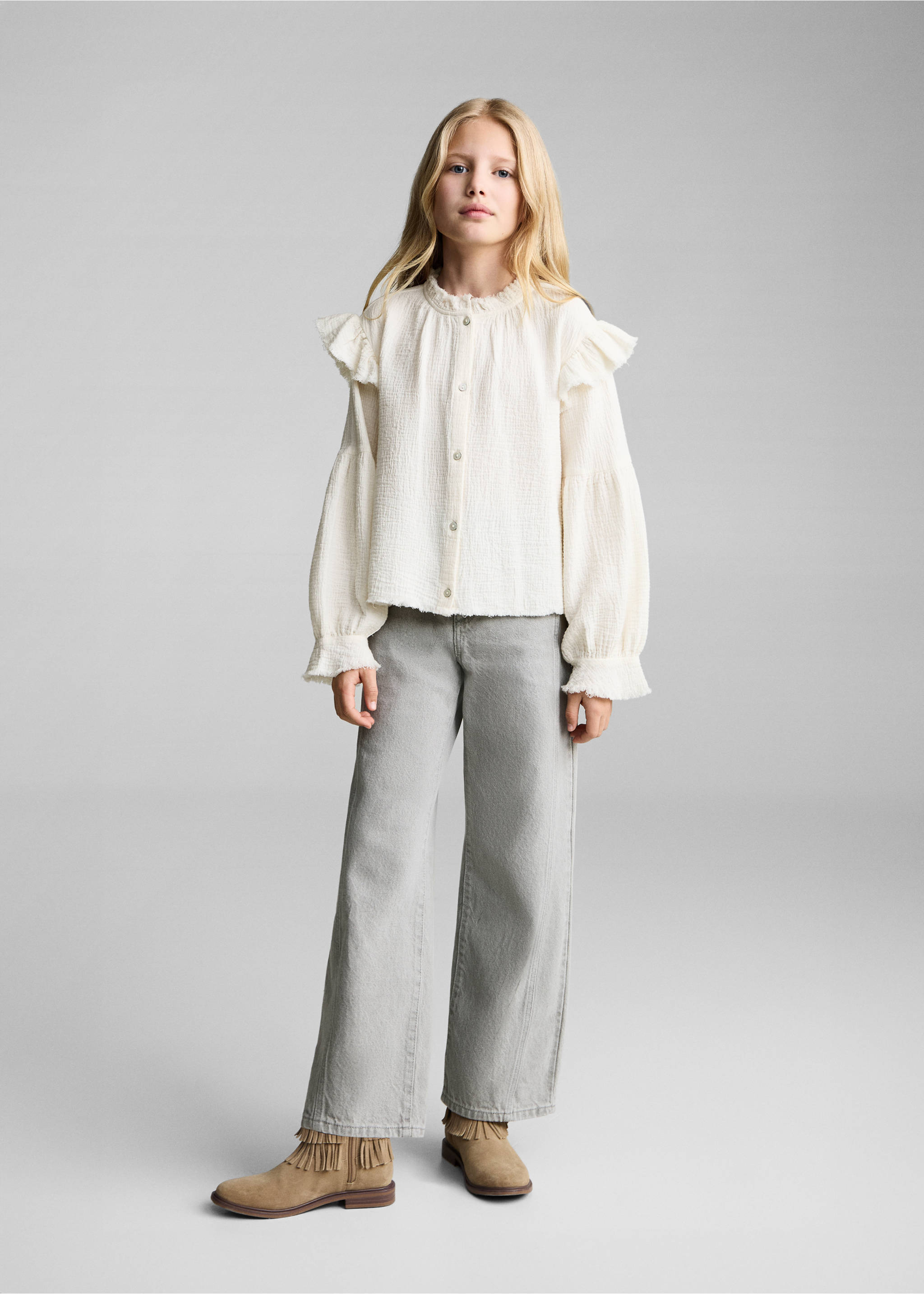 Romantic cheesecloth blouse - General plane, Ecru. Ref: 87060650-00.