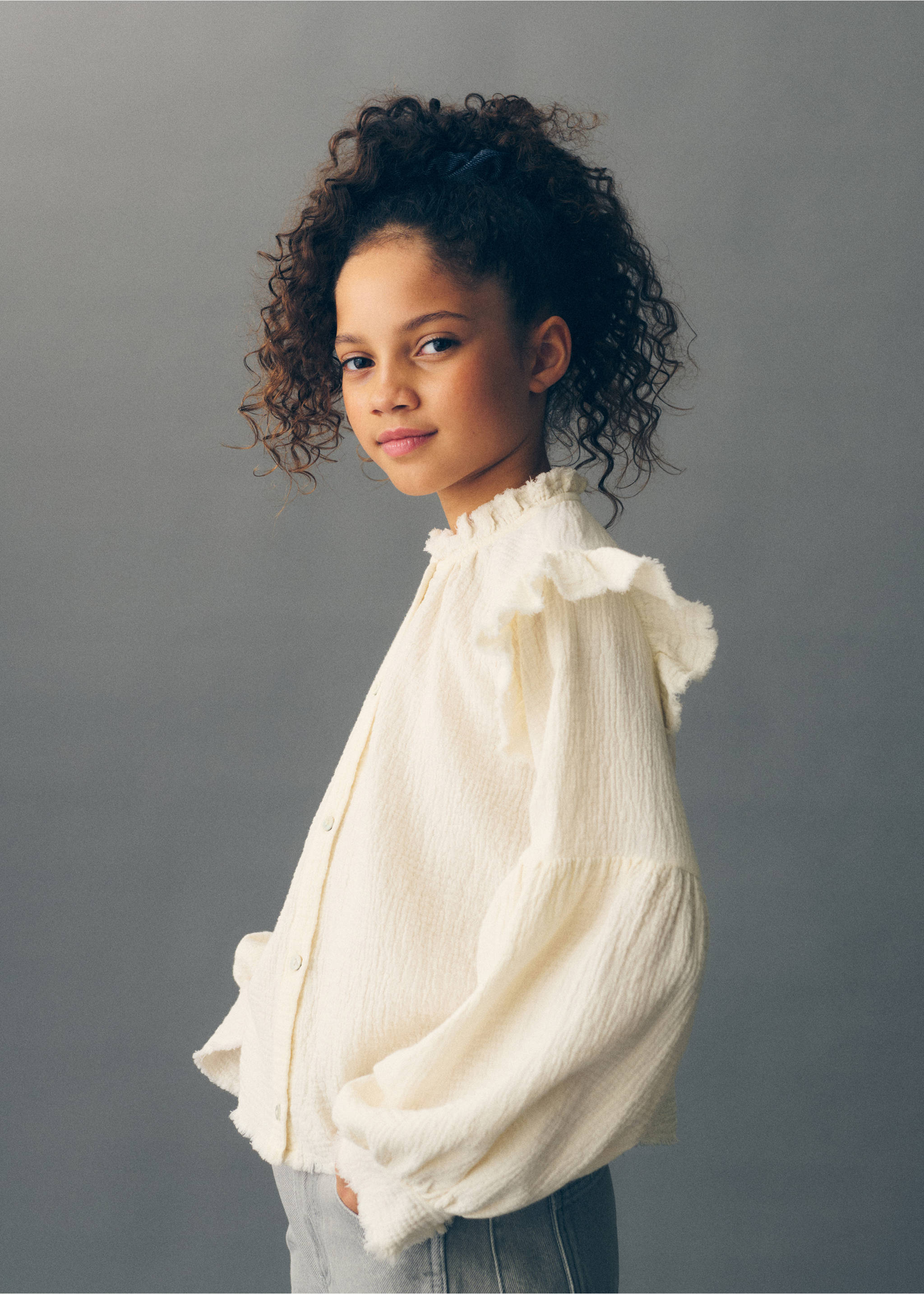Romantic cheesecloth blouse - Details of the article 5, Ecru. Ref: 87060650-00.