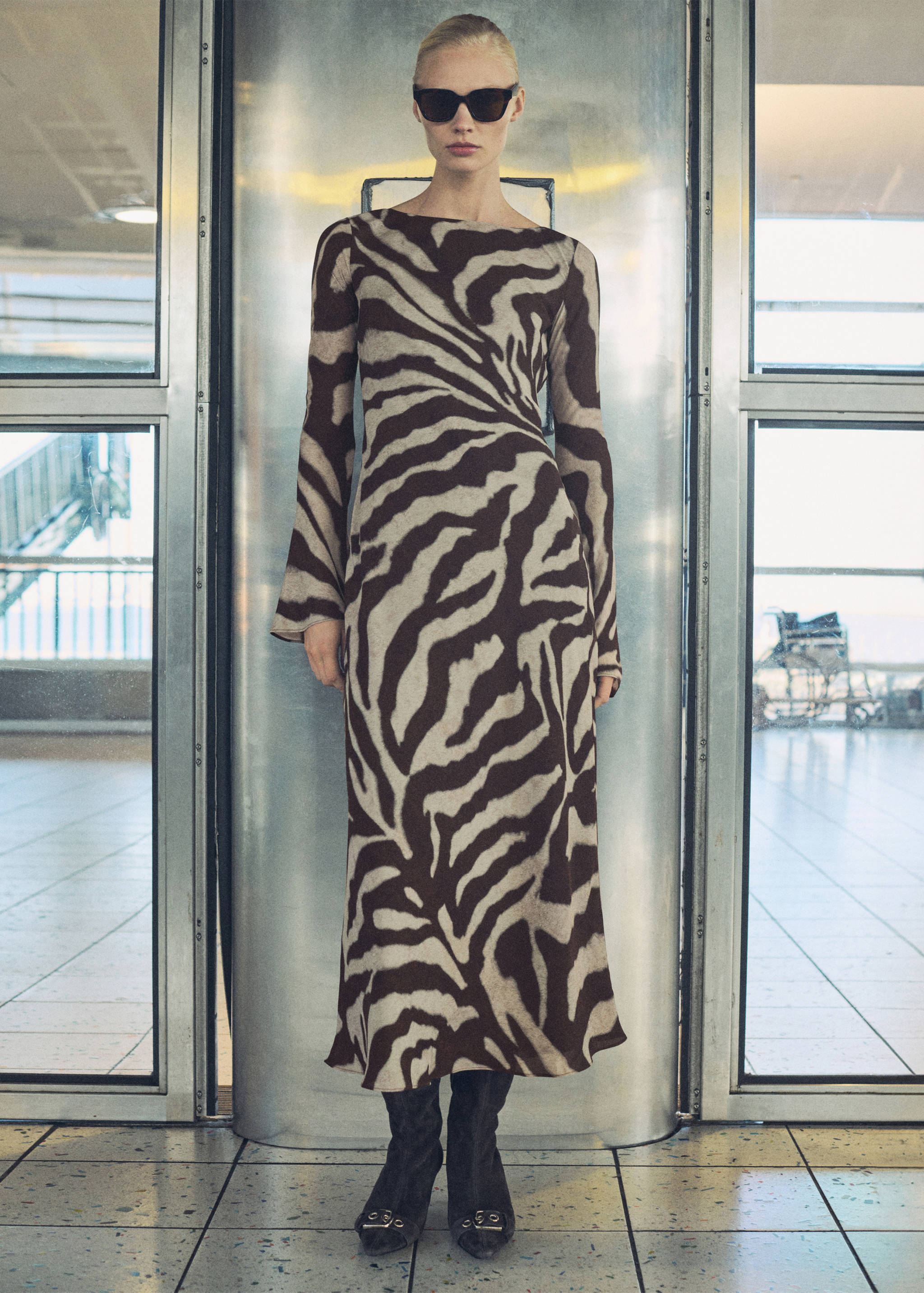 Zebra-print flared dress - General plane