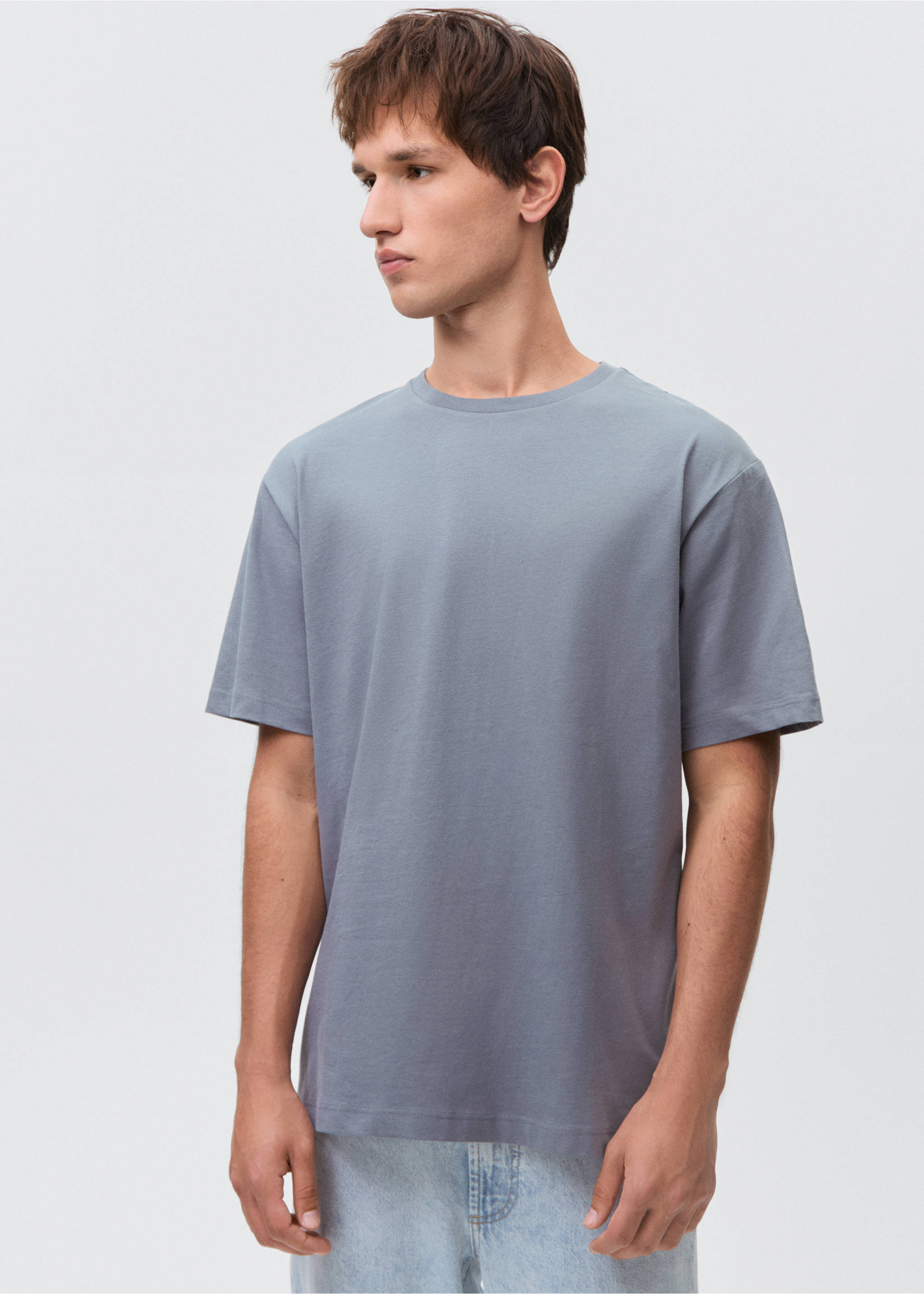 Essential cotton-blend T-shirt - Medium plane, Blue. Ref: 87061053-00.