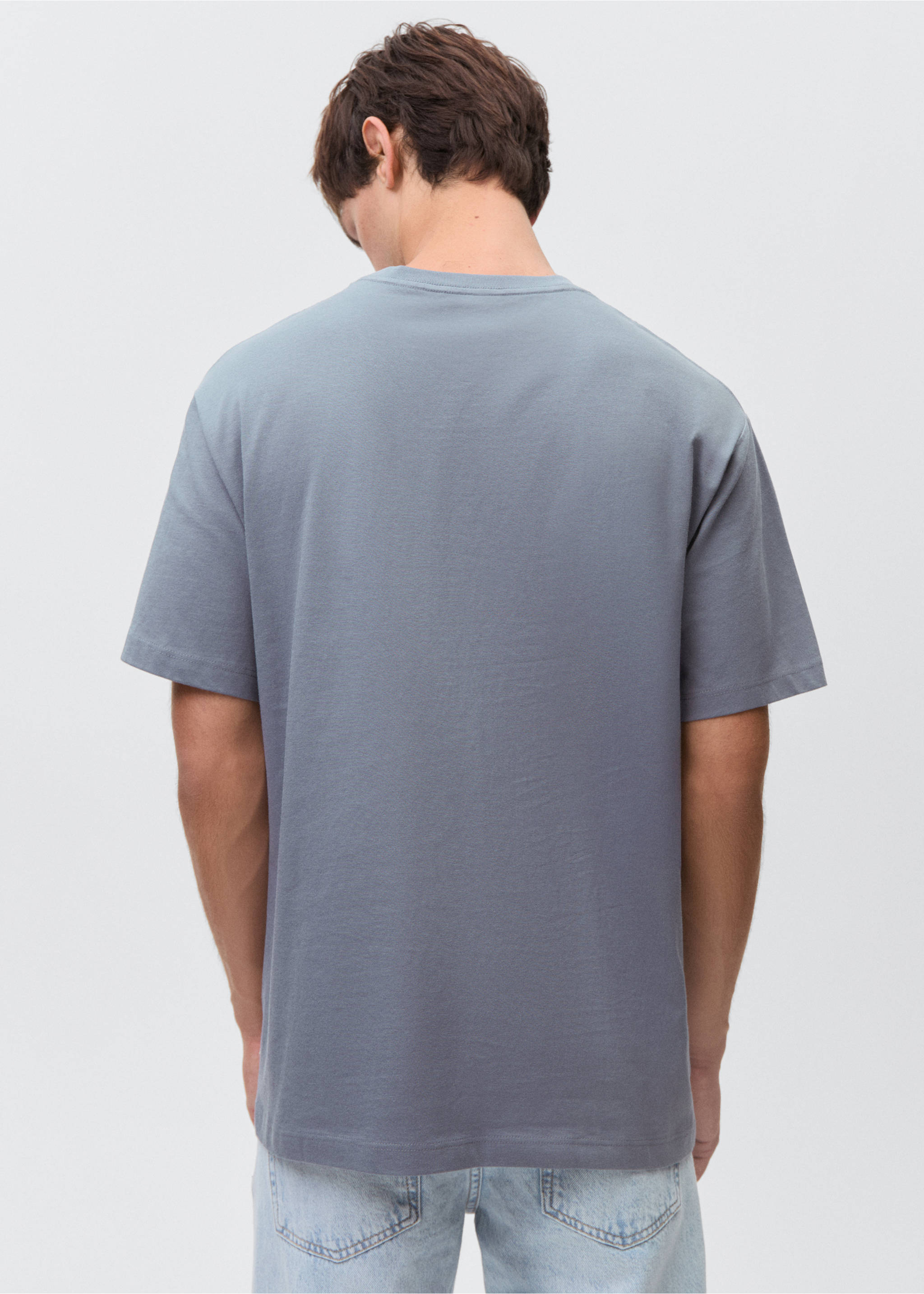 Essential cotton-blend T-shirt - Reverse of the article, Blue. Ref: 87061053-00.