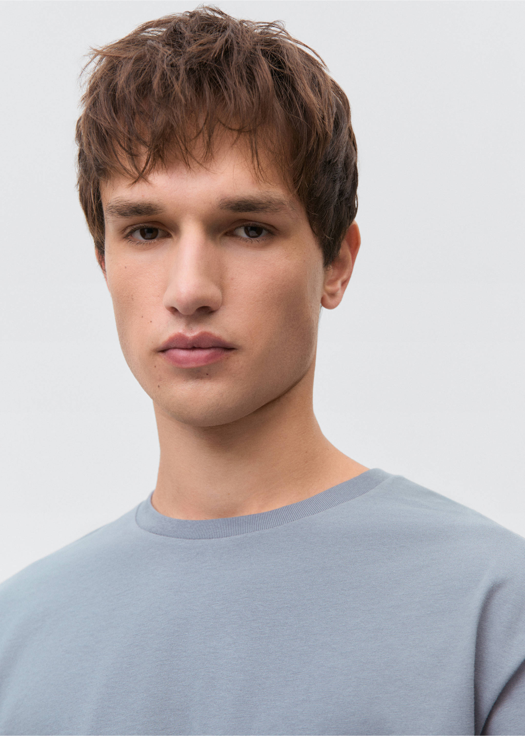 Essential cotton-blend T-shirt - Details of the article 1, Blue. Ref: 87061053-00.