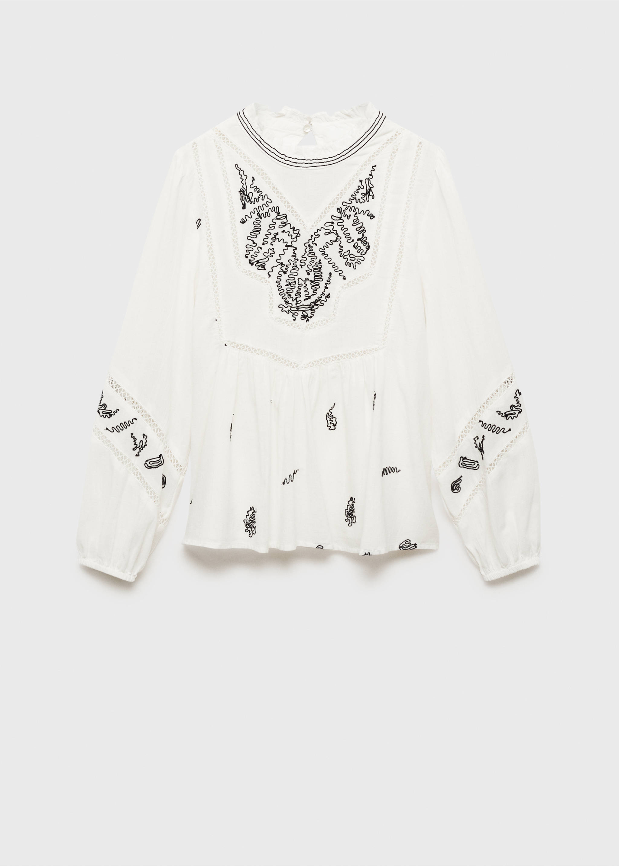 Bestickte Baumwollbluse - Artikel ohne Model, Cremeweiß. Ref: 87061512-00.