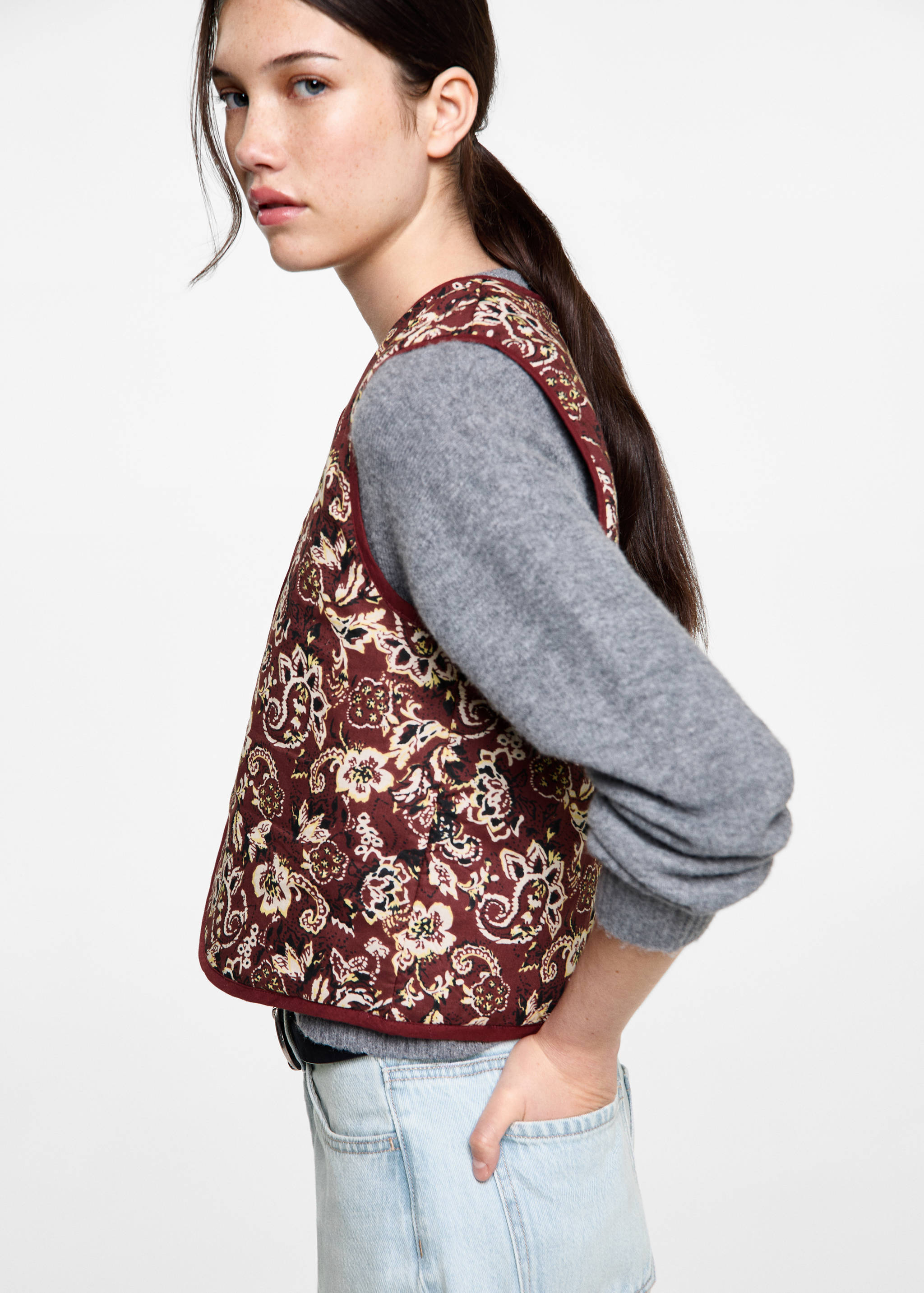 Gilet crop imprimé - Détail de l'article 1
