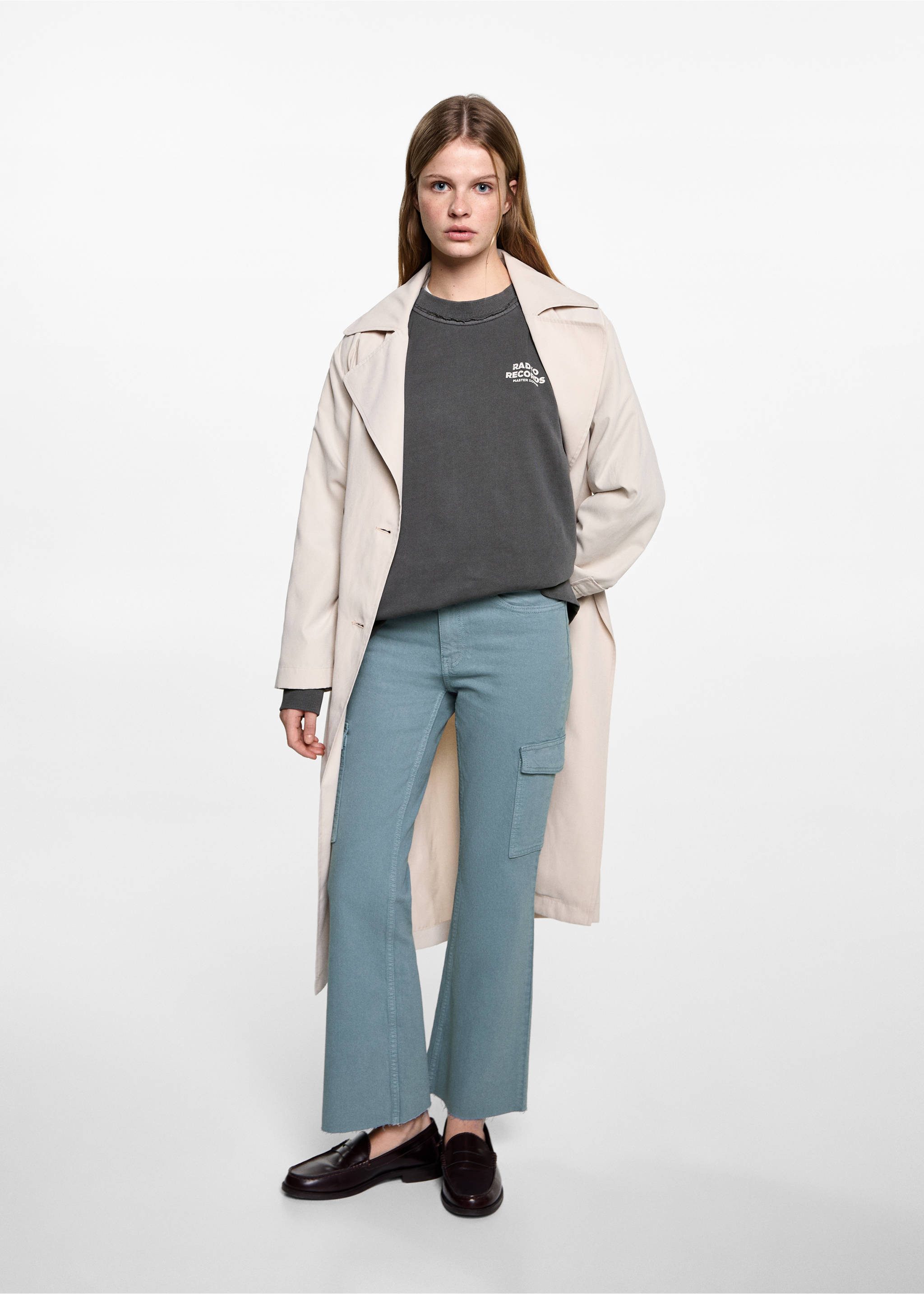 Distressed-effect sweatshirt - General plane, Charcoal. Ref: 87061515-00.