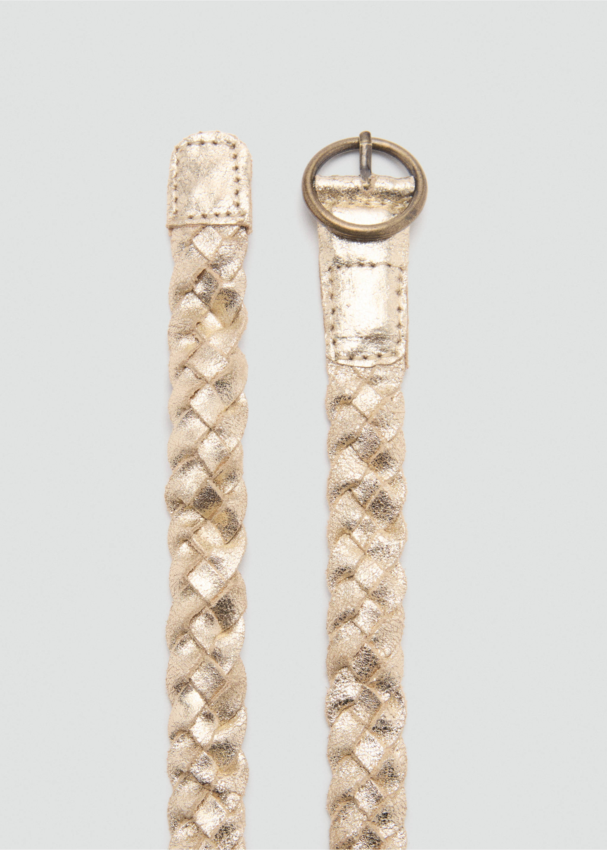 Metallisierter Ledergürtel - Mittlere Ansicht, Gold. Ref: 87061517-00.