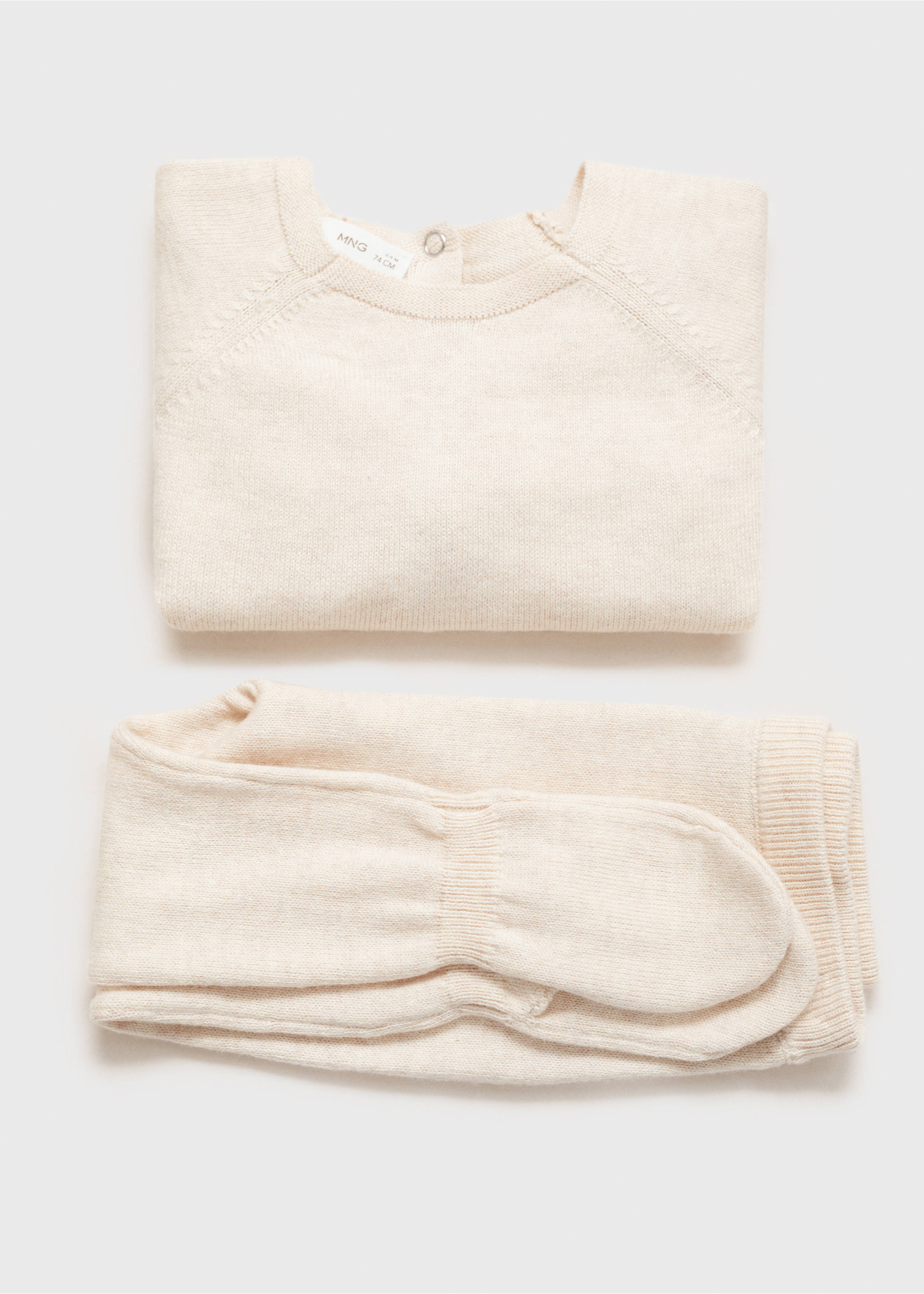 Cotton footed trousers - Details of the article 0, Sand. Ref: 87061519-00.