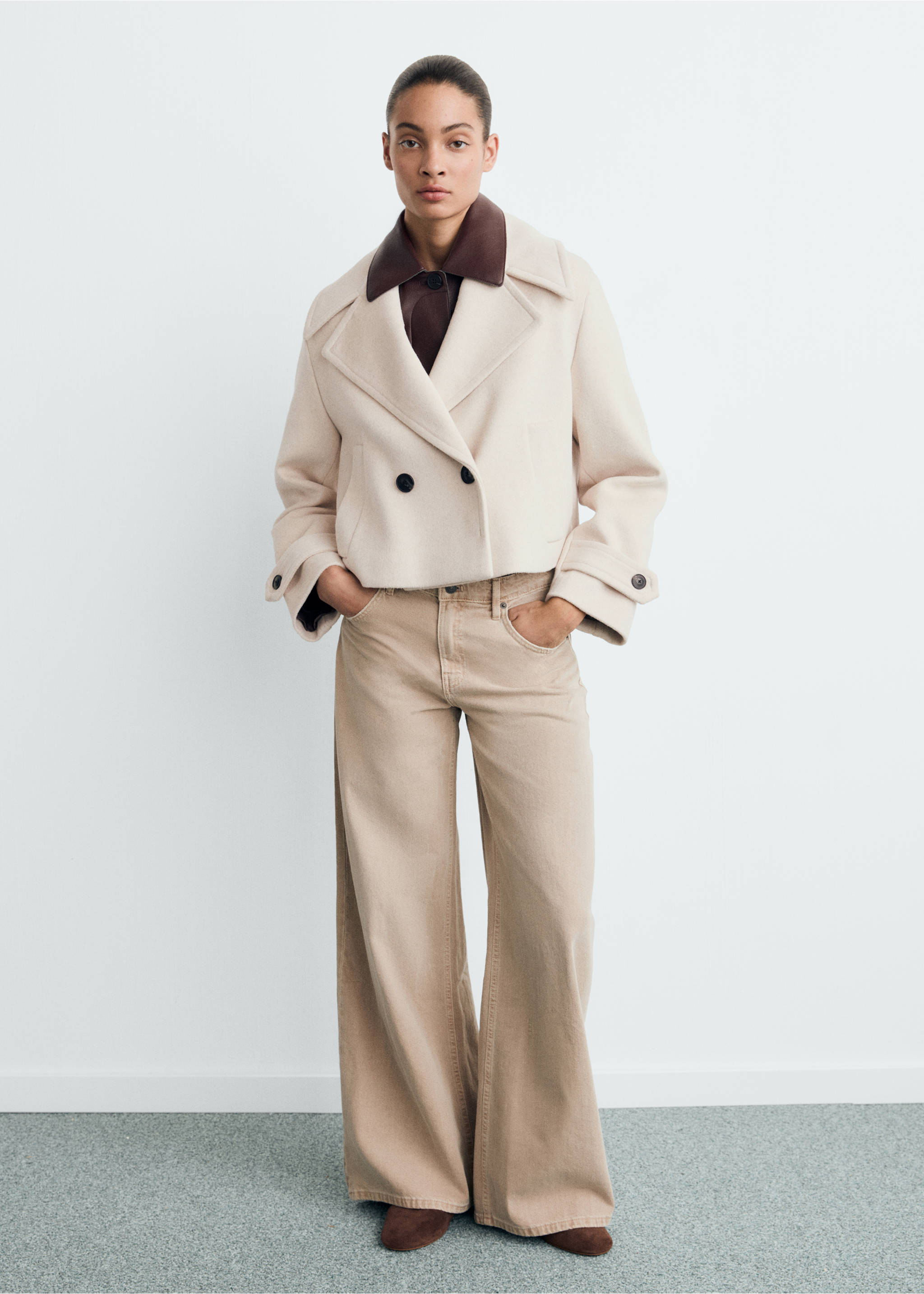Wool-blend jacket with maxi lapels - General plane, Light/Pastel Grey. Ref: 87061522-00.