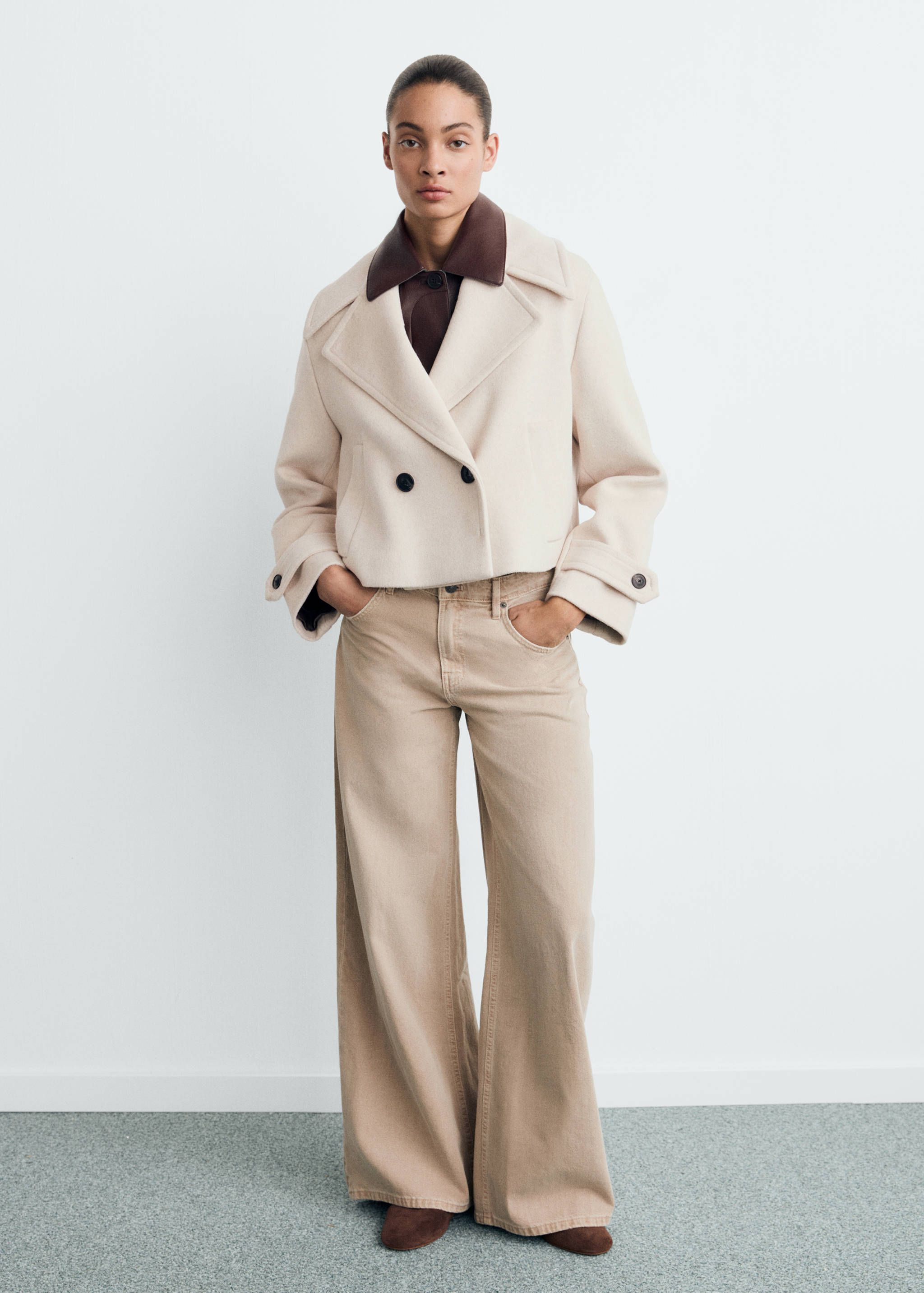 Jacke aus Wollgemisch mit Maxi-Reverskragen - Allgemeine Ansicht