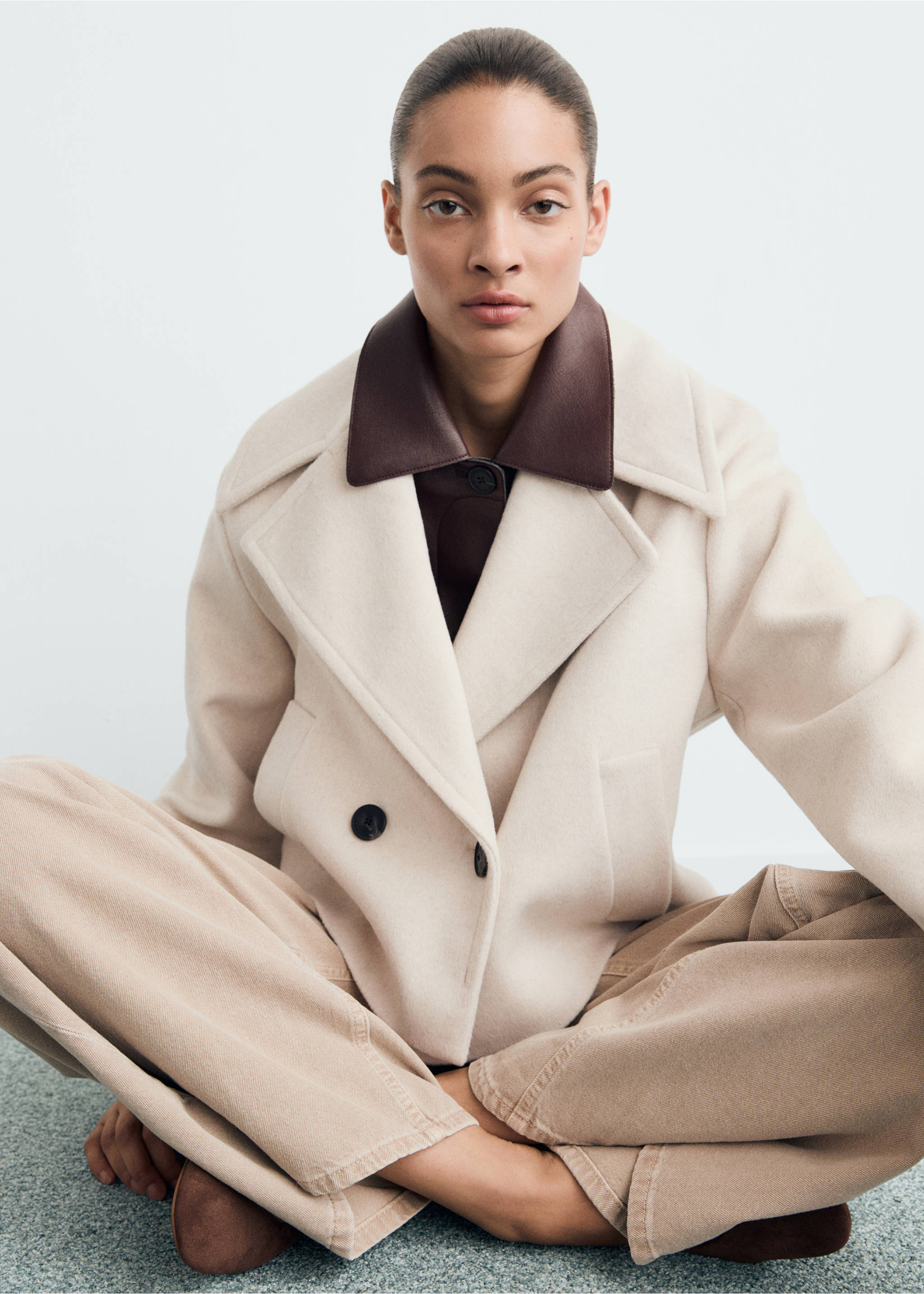Wool-blend jacket with maxi lapels - Medium plane, Light/Pastel Grey. Ref: 87061522-00.