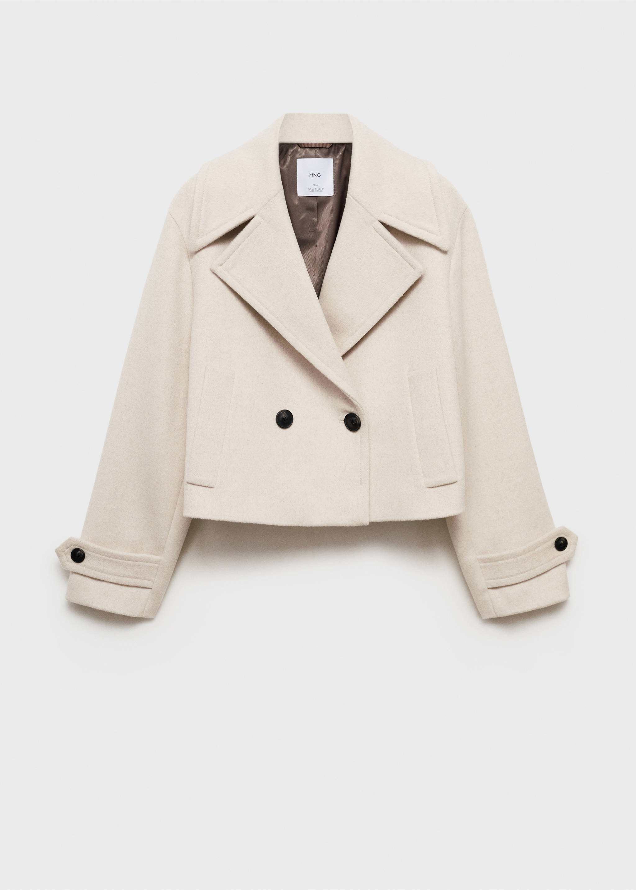 Wool-blend jacket with maxi lapels - Article without model, Light/Pastel Grey. Ref: 87061522-00.