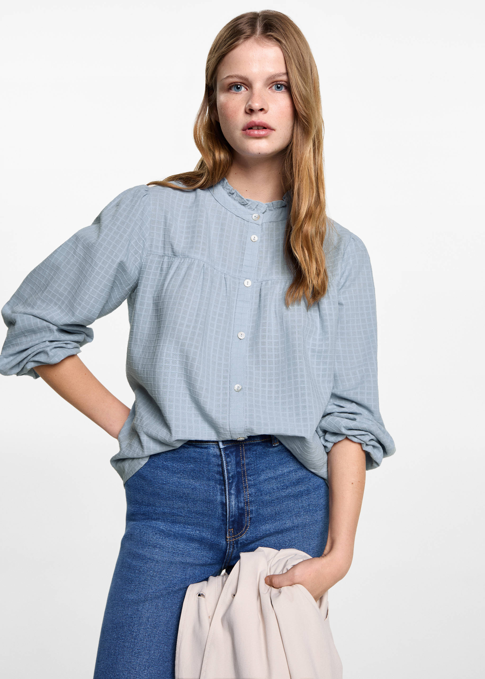 Textured check blouse - Medium plane