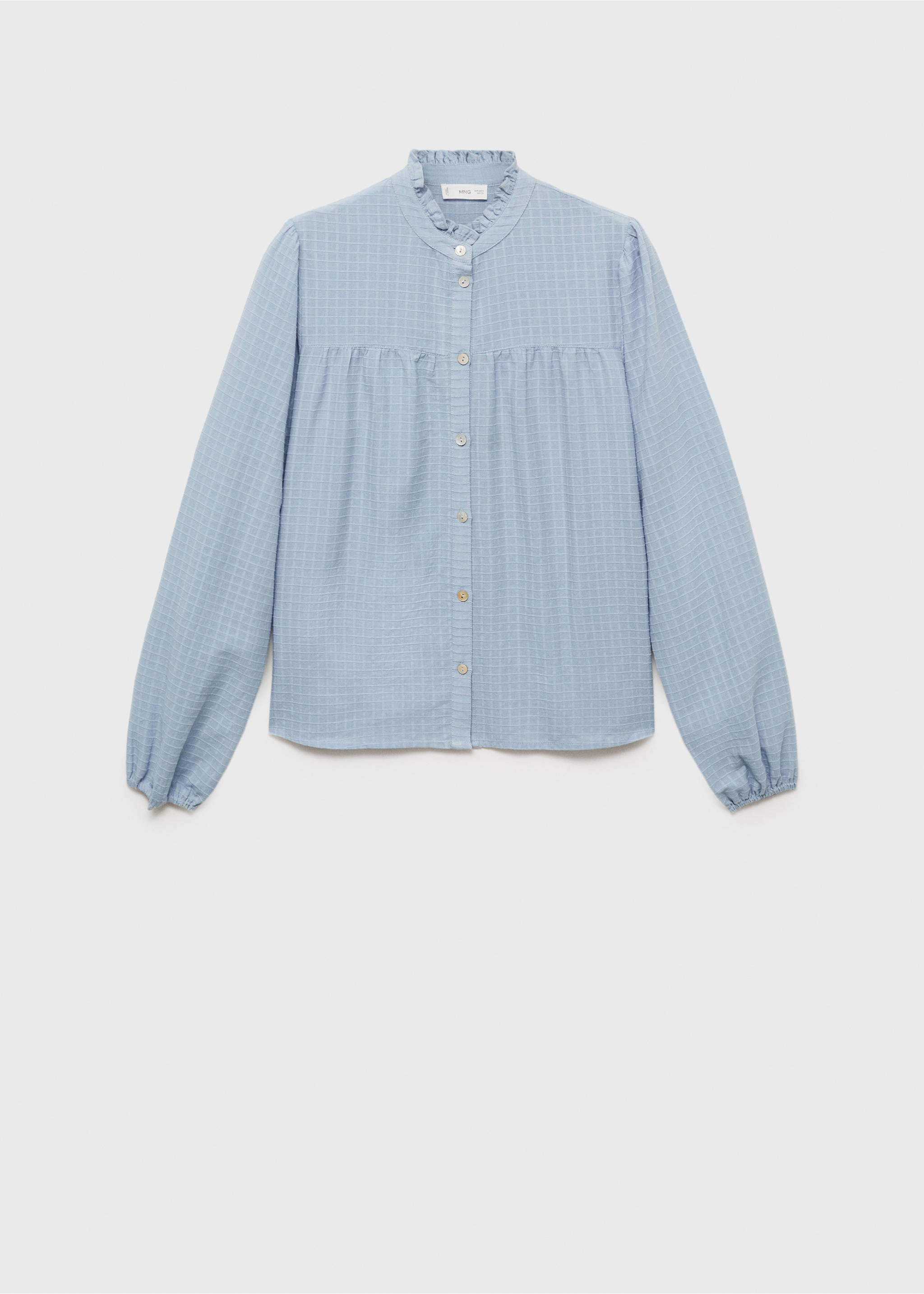 Textured check blouse - Article without model, Sky Blue. Ref: 87062536-00.